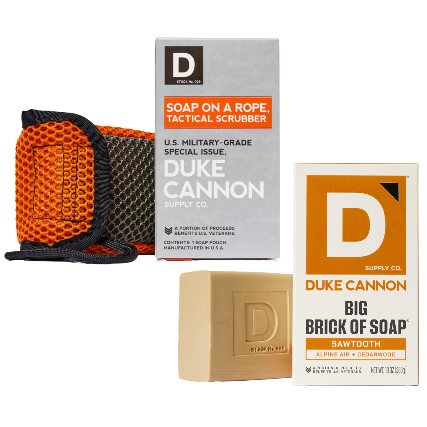 Duke Cannon Tactical Scrubber - Big American Bourbon Soap, U.S. Military-Grade Soap Pouch with Coarse & Soft Mesh, Oak Barrel Scented, 10 oz.