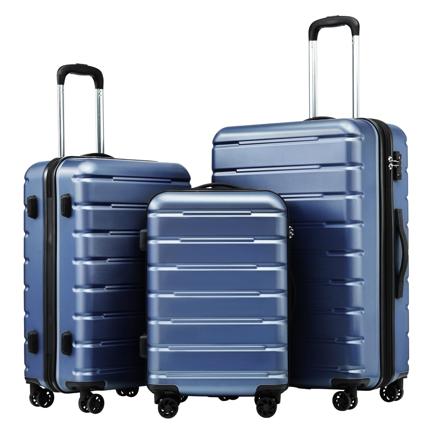 Coolife Luggage Suitcase Carry-on Spinner TSA Lock USB Port Expandable (only 28’’) Lightweight Hardside Luggage (Teal Blue, 3 piece set)