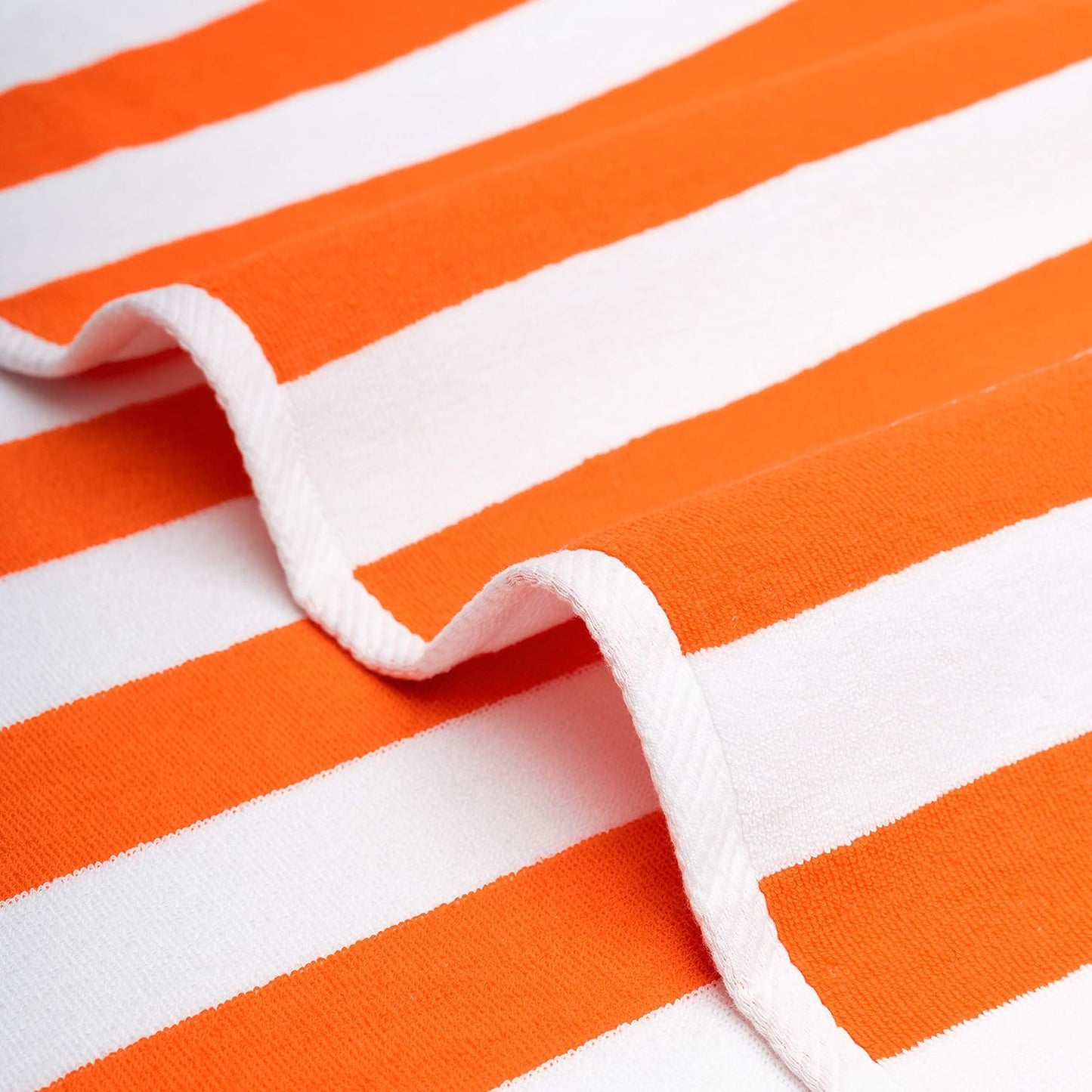 American Soft Linen Cabana Striped Beach Towels, 30x60 inch 4 Piece Oversize Pool Towels, Quick Drying Sand Free Swim Towels, Orange