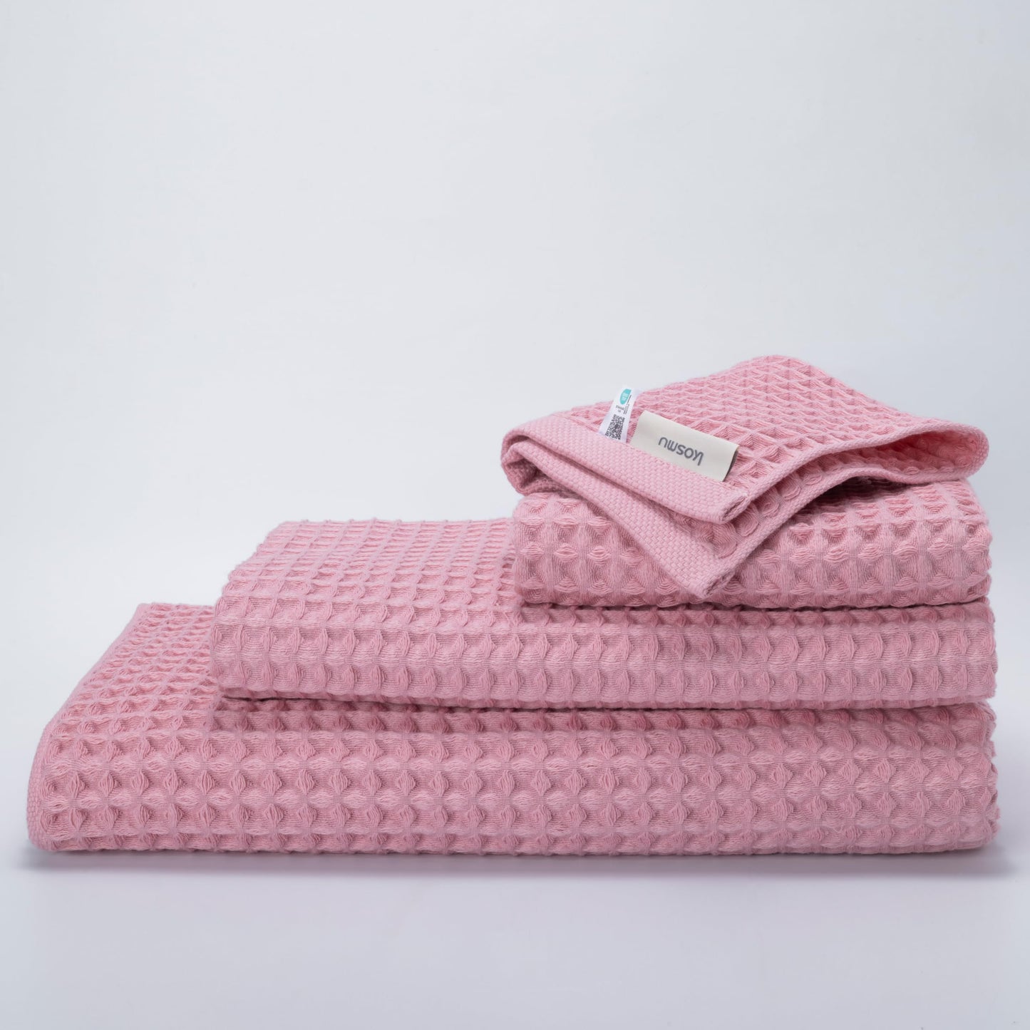 Luxury Japanese Cotton Waffle Bath Towel | Plush, Absorbent, and Quick Dry (Coral Orange, Hand Towel, 32" x 16")