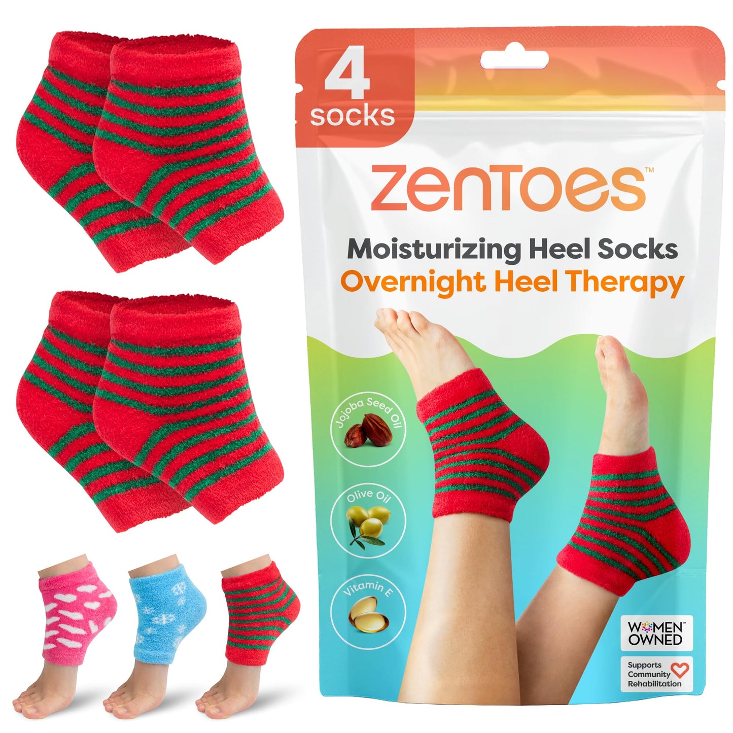ZenToes Moisturizing Socks for Cracked Heel Treatment - Vitamin E, Olive Oil and Jojoba Oil Infused Heel Socks to Soften and Hydrate (Fuzzy Lilac Purple, Regular)