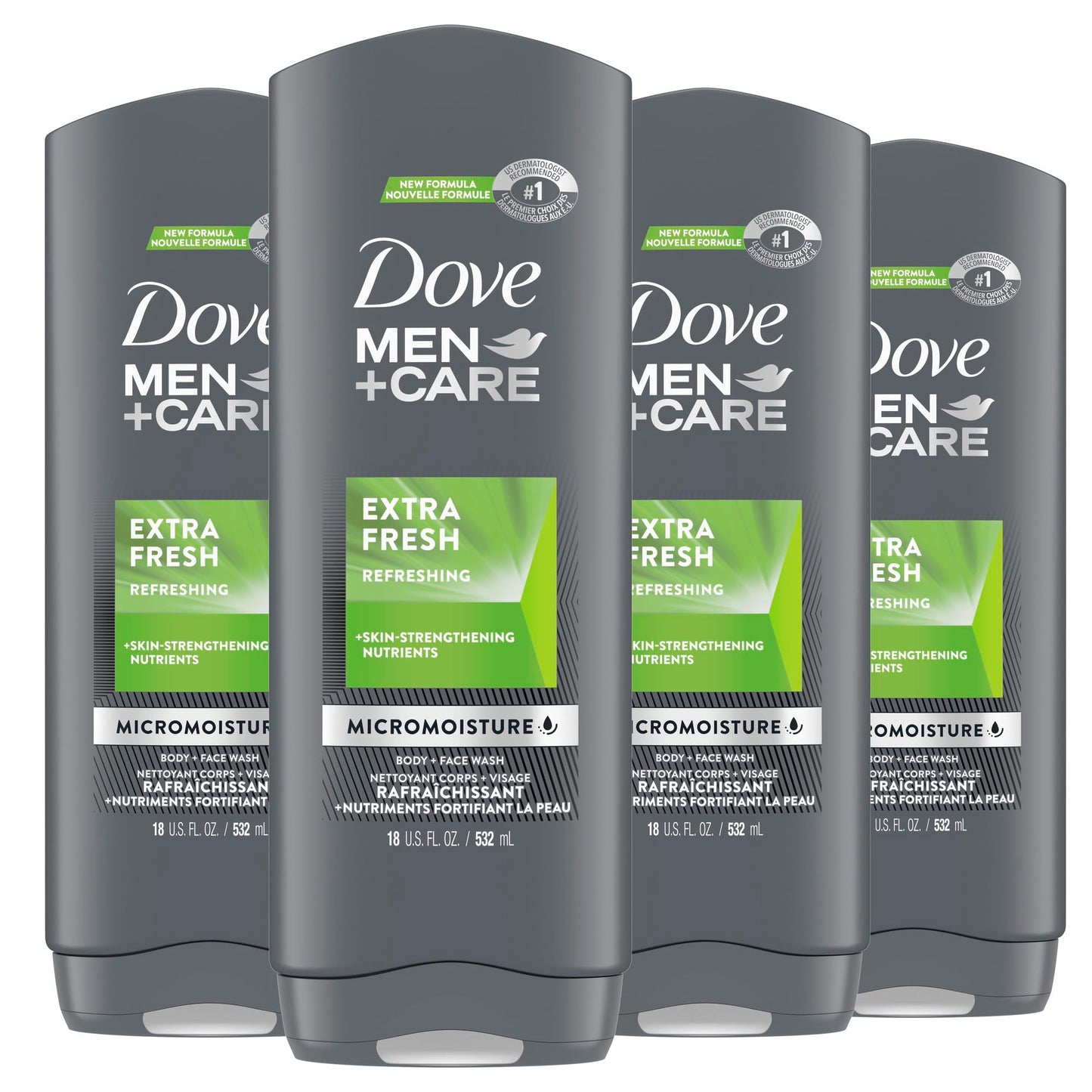 DOVE MEN + CARE Midnight Classico Body and Face Wash 4 Count for Calm, Replenished & Hydrated Skin