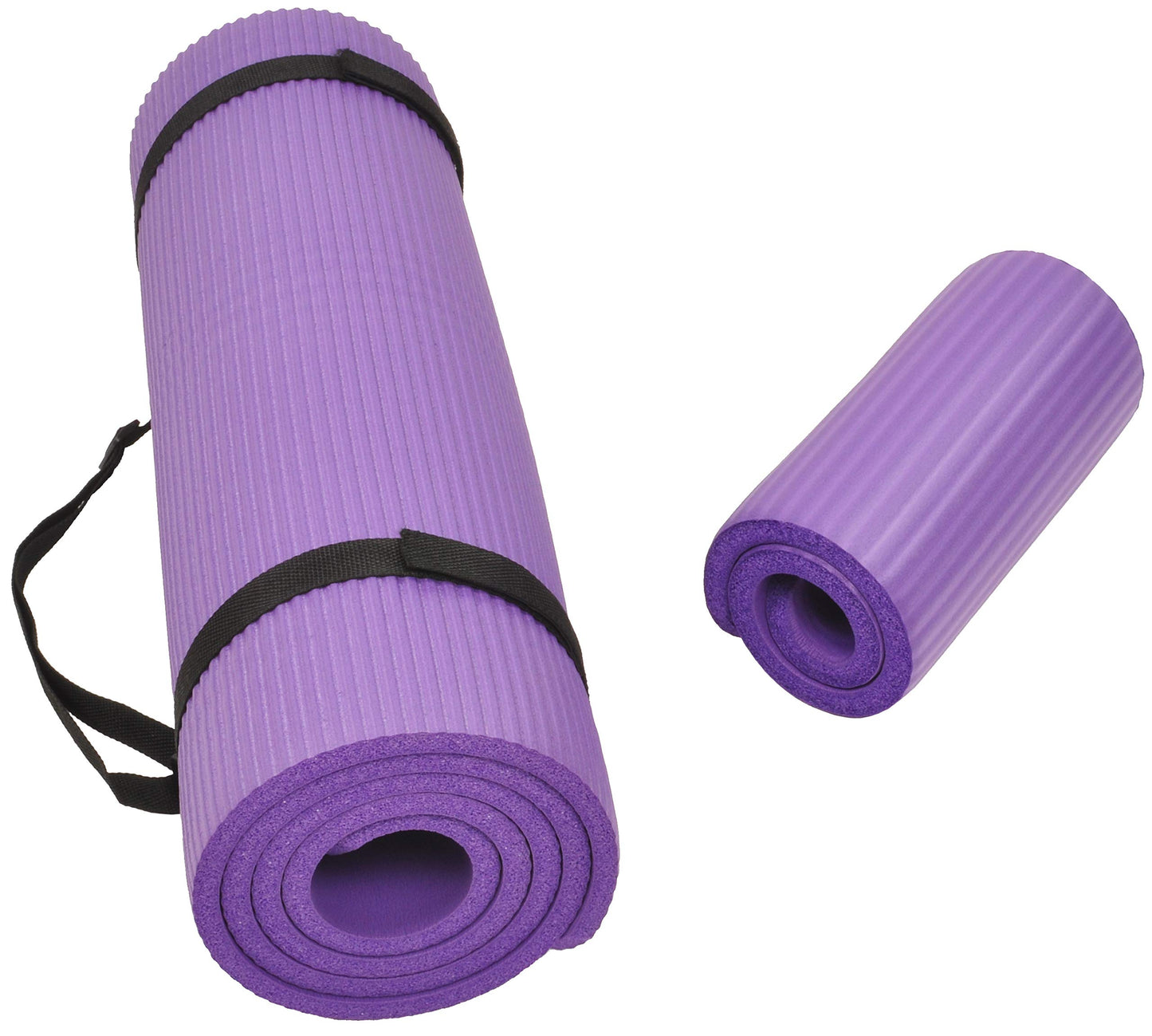 All Purpose 1/2-Inch Extra Thick High Density Anti-Tear Exercise Yoga Mat and Knee Pad with Carrying Strap, Multiple Colors