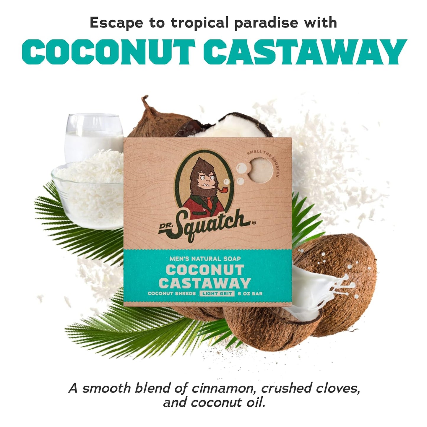 Dr. Squatch Natural Bar Soap for Men - Cold Process Soap with No Harsh Chemicals - Rainforest Rapids, Wood Barrel Bourbon, Coconut Castaway & Cedar Citrus (5 oz, 4-Pack)