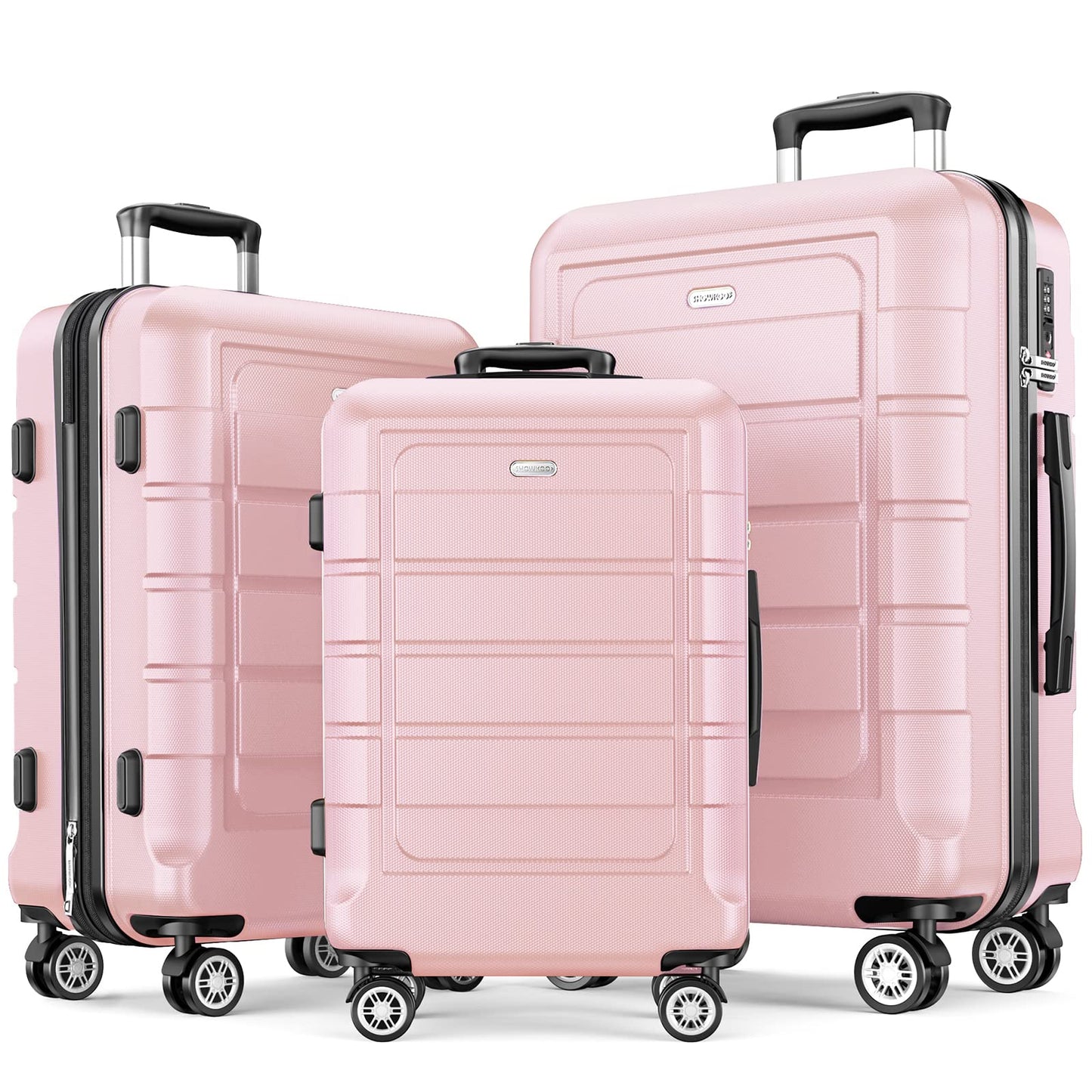 SHOWKOO Luggage Sets Expandable PC+ABS Durable Suitcase Double Wheels TSA Lock Mint Green