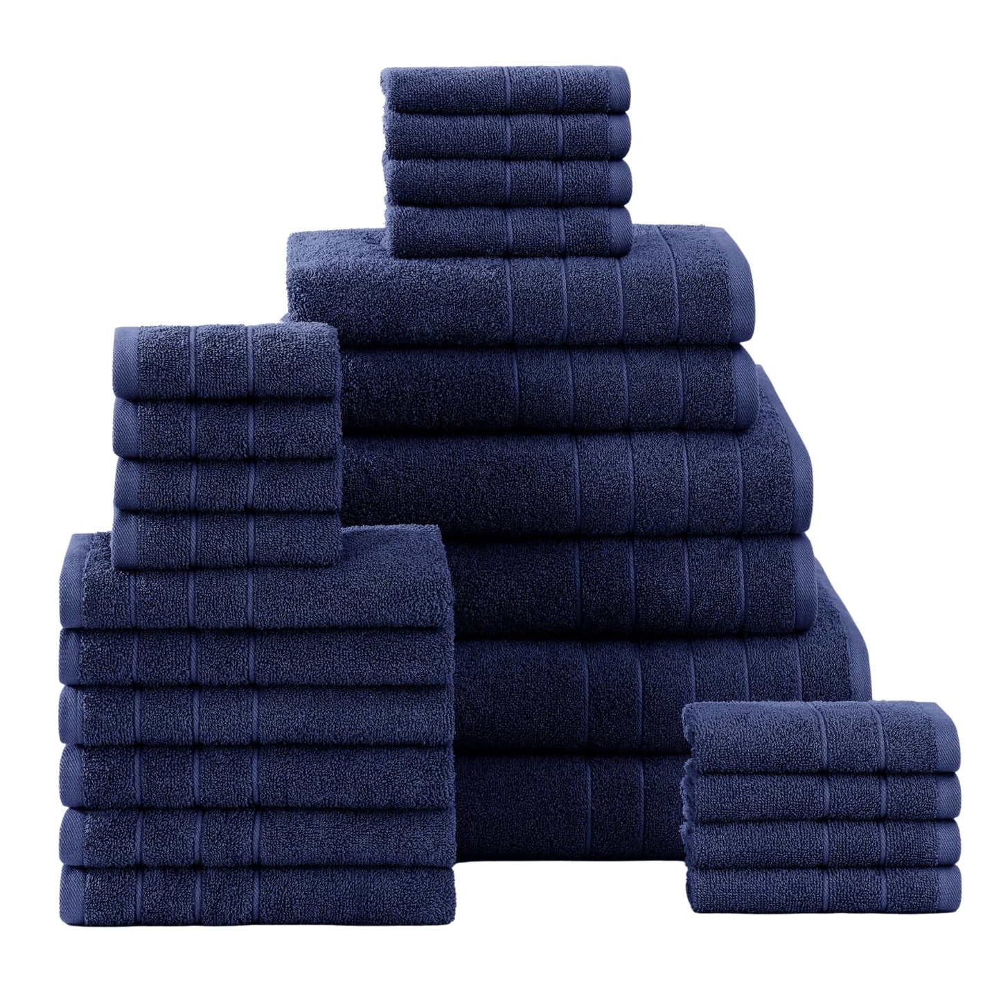 Casa Platino 100% Cotton Luxury Bathroom Towel Set - 8 Pc - Ring Spun, Quick Dry, Soft & Highly Absorbent - 2 Bath, 4 Washcloths, 2 Hand Towels - Remains Plush After Multiple Washes - Cerulean Blue