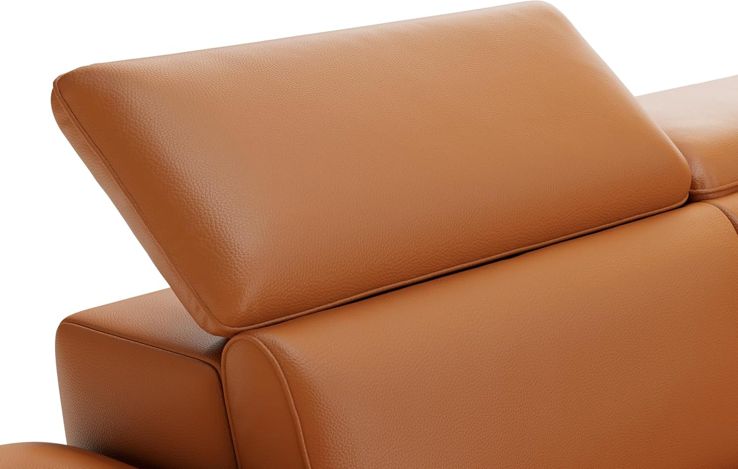 Valencia Pista Full Leather Left Chaise Sofa 112.5" | Italian Nappa Leather Modern Cloud Couch for Living Room/Apartment Furniture | Power Recliner, Ultimate Comfort, Cognac