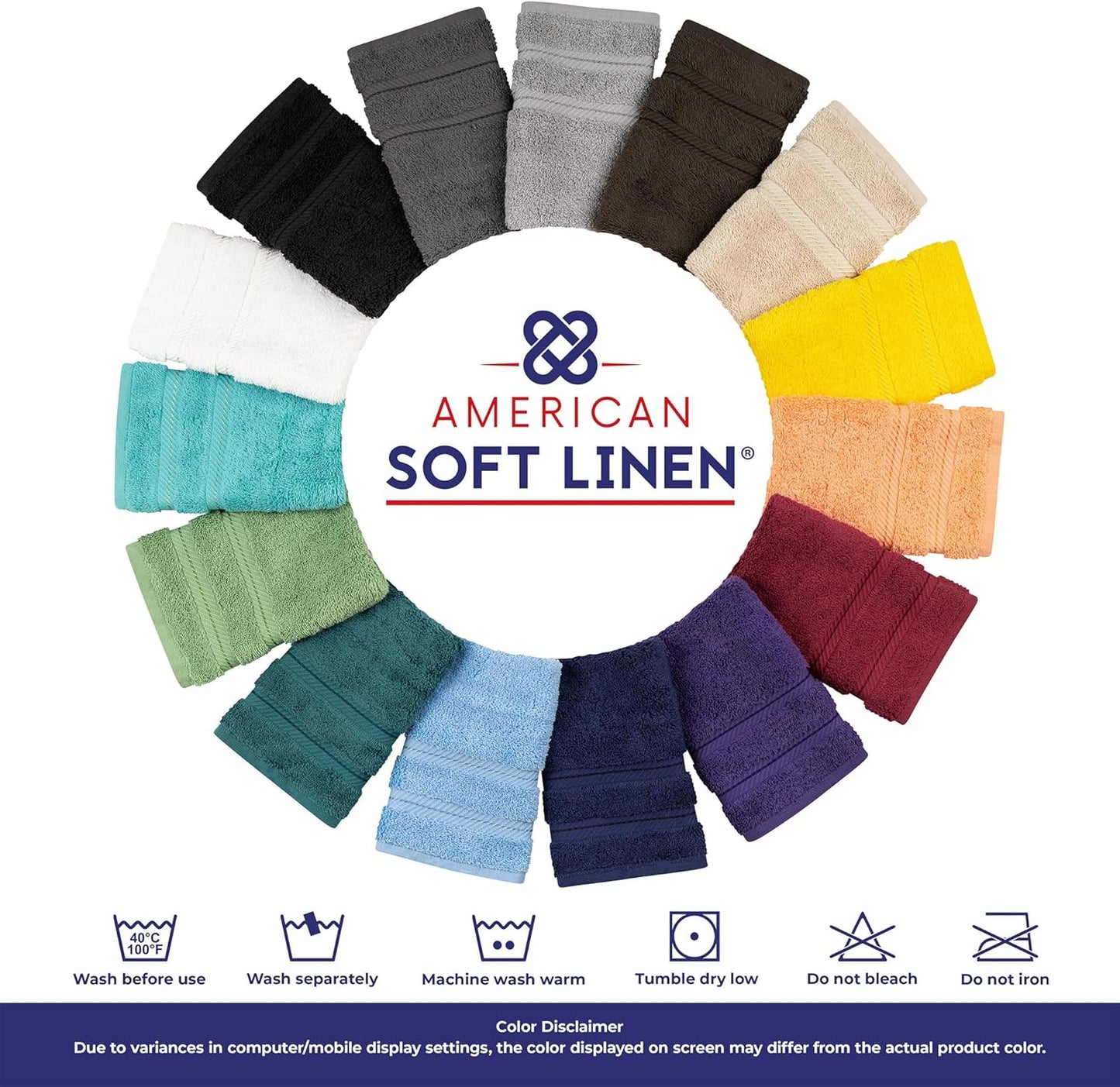 American Soft Linen Luxury 6 Piece Towel Set, 2 Bath Towels 2 Hand Towel 2 Washcloths, 600 GSM 100% Cotton Turkish Towels for Bathroom, Malibu Peach Towel Sets