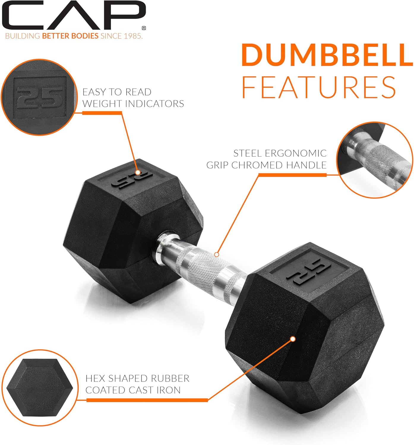 CAP Barbell Coated Dumbbell Weight | Multiple Options Pairs & Sets