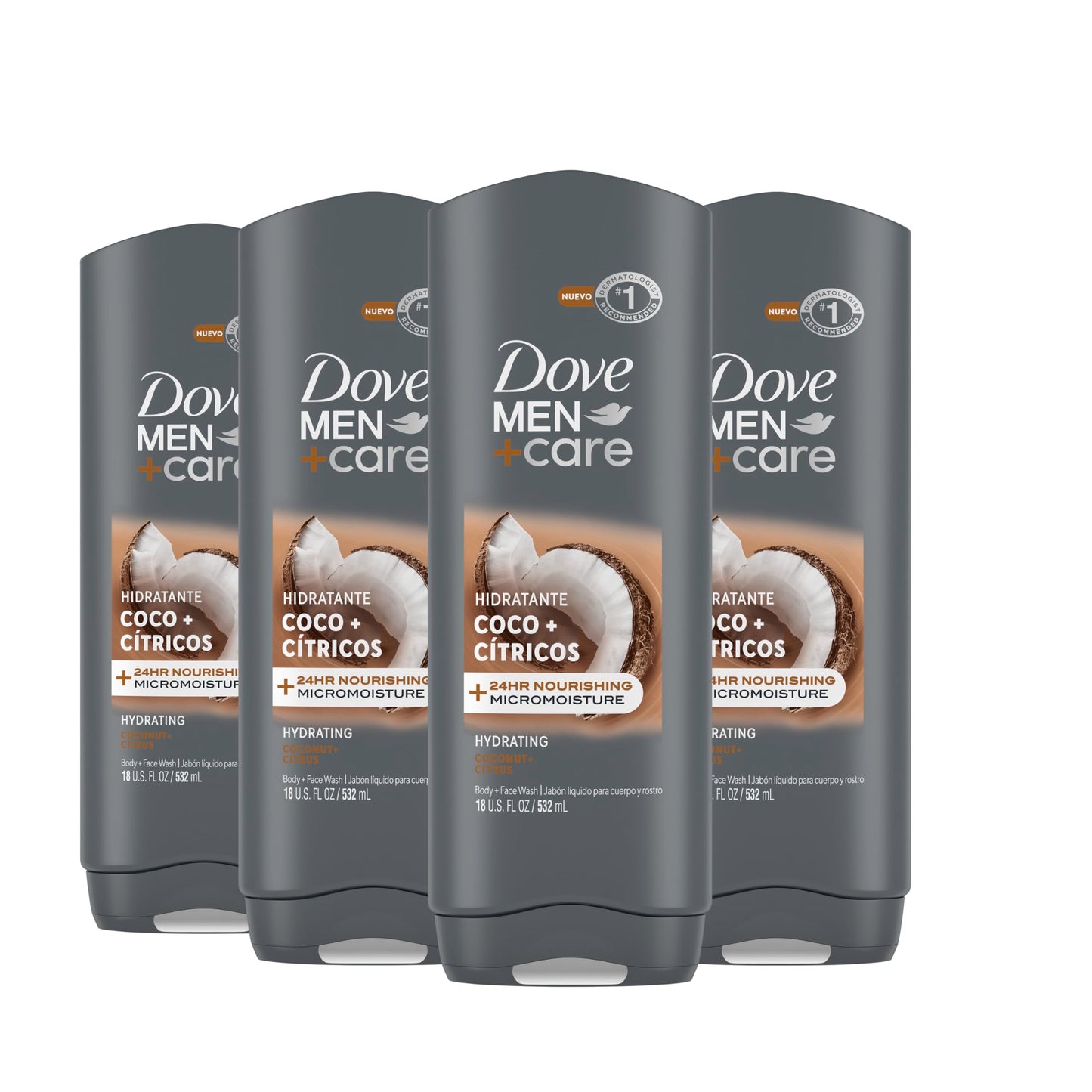 DOVE MEN + CARE Midnight Classico Body and Face Wash 4 Count for Calm, Replenished & Hydrated Skin