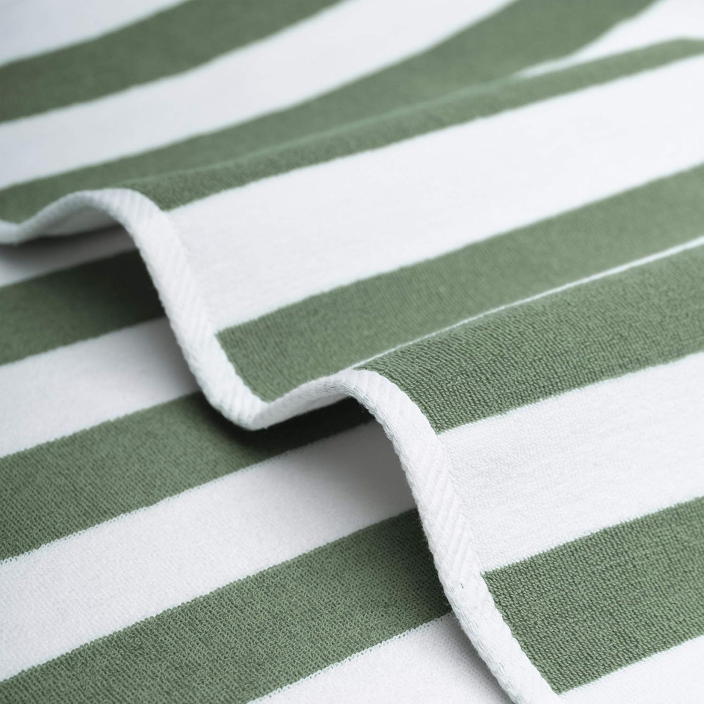 American Soft Linen Cabana Striped Beach Towels, 30x60 inch 4 Piece Oversize Pool Towels, Quick Drying Sand Free Swim Towels, Sage Green