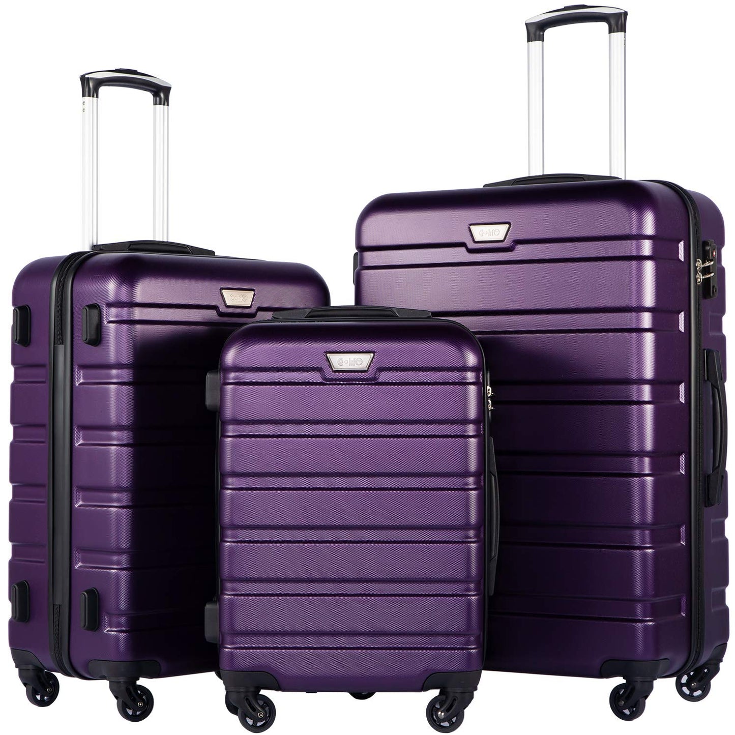 Coolife Luggage 3 Piece Set Suitcase Spinner Hardshell Lightweight TSA Lock