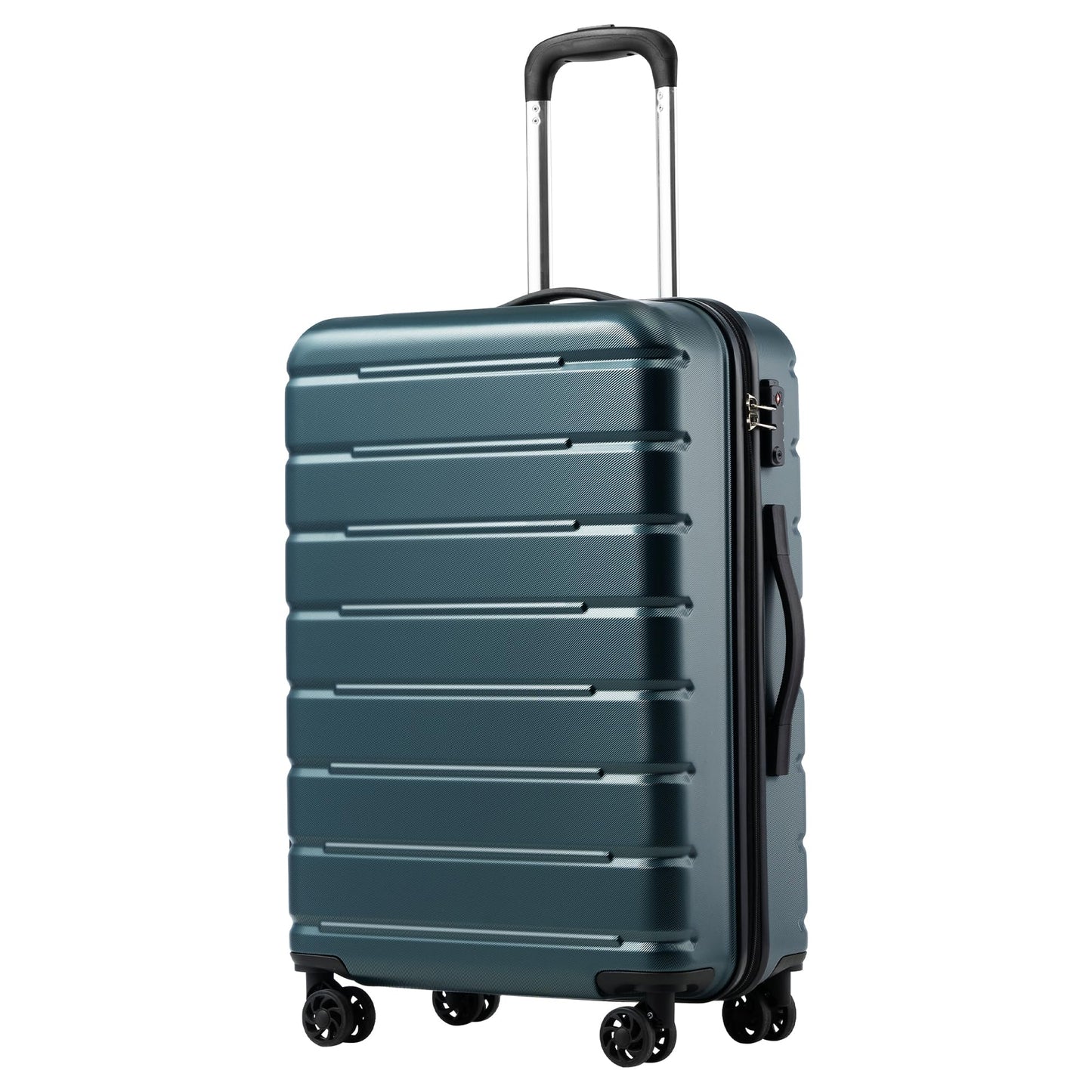 Coolife Luggage Suitcase Carry-on Spinner TSA Lock USB Port Expandable (only 28’’) Lightweight Hardside Luggage (Ice Blue, 3 piece set)