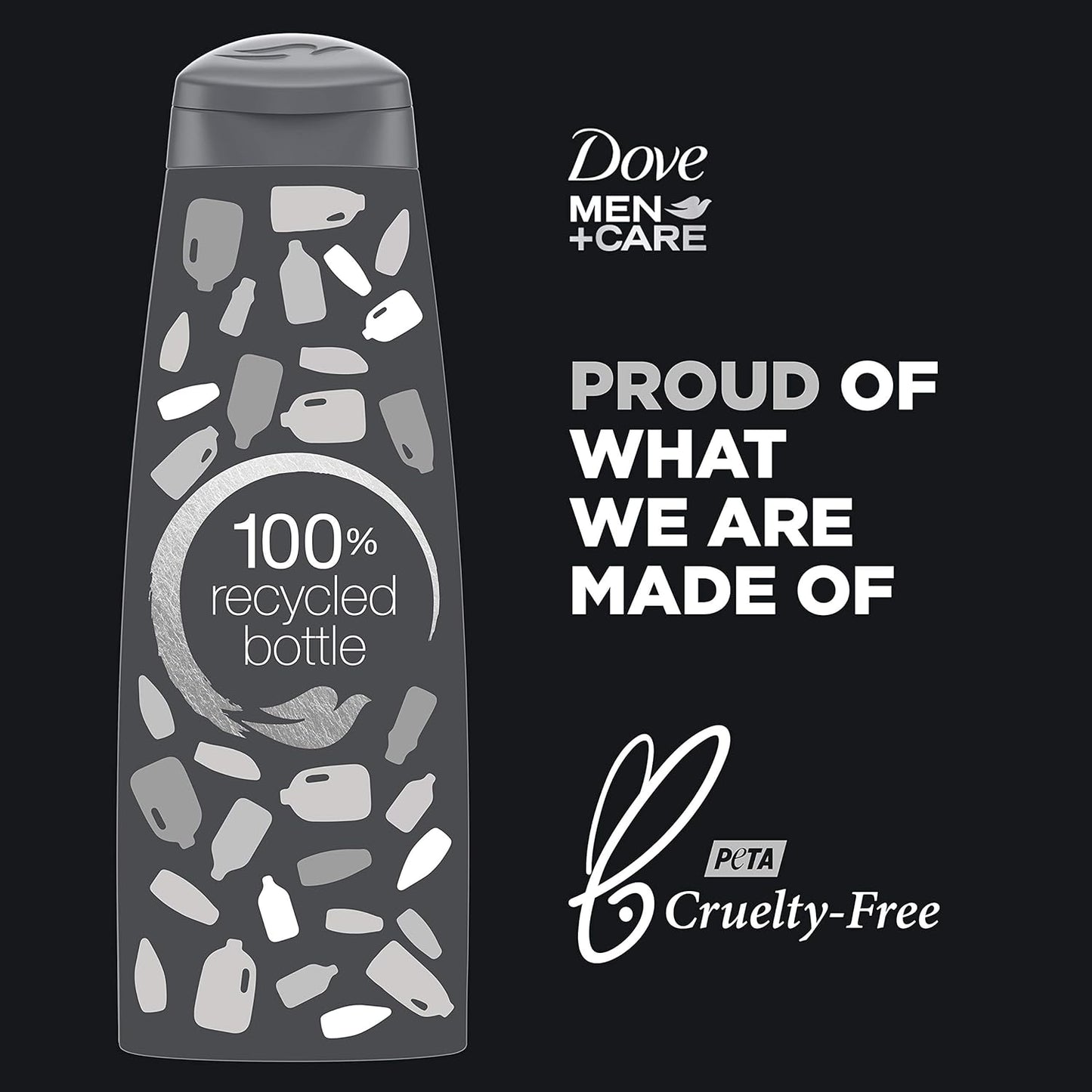 DOVE MEN + CARE Shampoo Charcoal + Clay for Healthy-Looking Hair Naturally Derived Plant Based Cleansers 12 oz