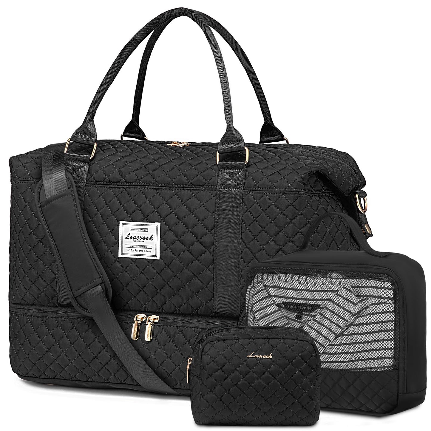 LOVEVOOK Travel Duffle Bag,Weekender Bags for Women with Shoe Compartment,Carry on Overnight Bag with Toiletry Bag,Gym Duffel Bag with Wet Pocket, Hospital Bags for Labor and Delivery