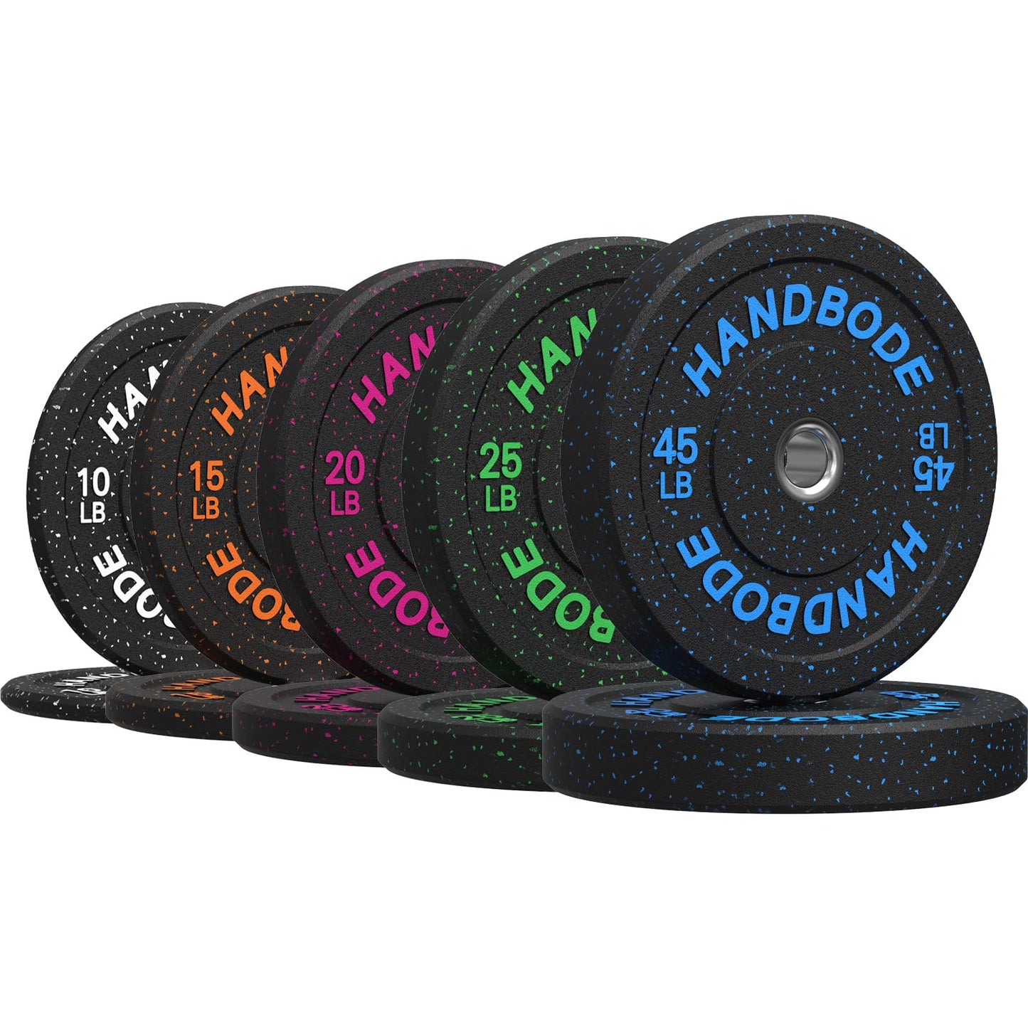 Colored Bumper Weight Plates Olympic Weight Plate Set 2-Inch, 10/15/20/25/35/45/55 lb Barbell Weight Plates Set for Home Gym, Rubber Strength Training Weights Plates for Weight Lifting