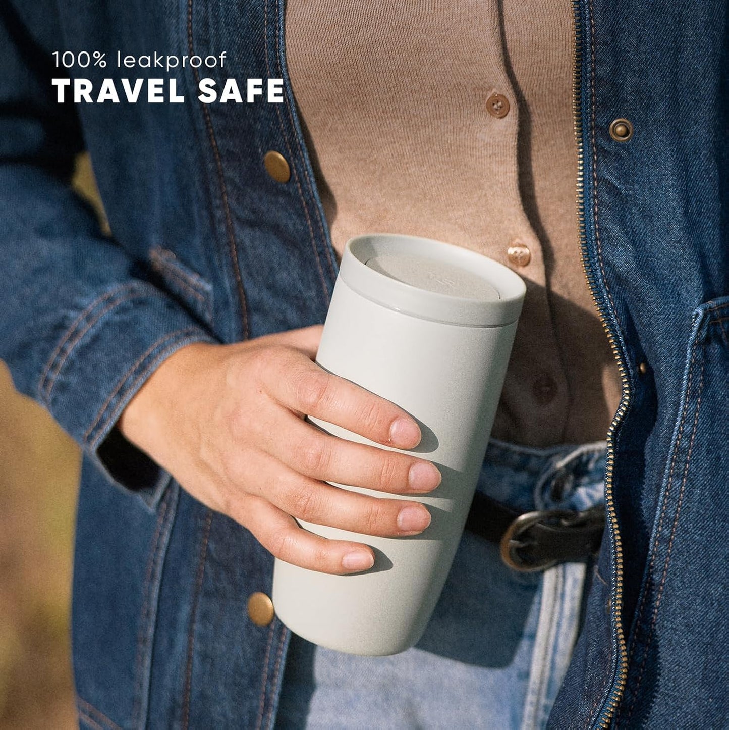 Simple Modern Travel Coffee Mug Tumbler with 360° Lid | Ceramic-Lined Insulated Stainless Steel Cold Brew Iced Coffee Cup Thermos | Gift for Women Men Her Him | Voyager Signature | 16oz | Almond Birch