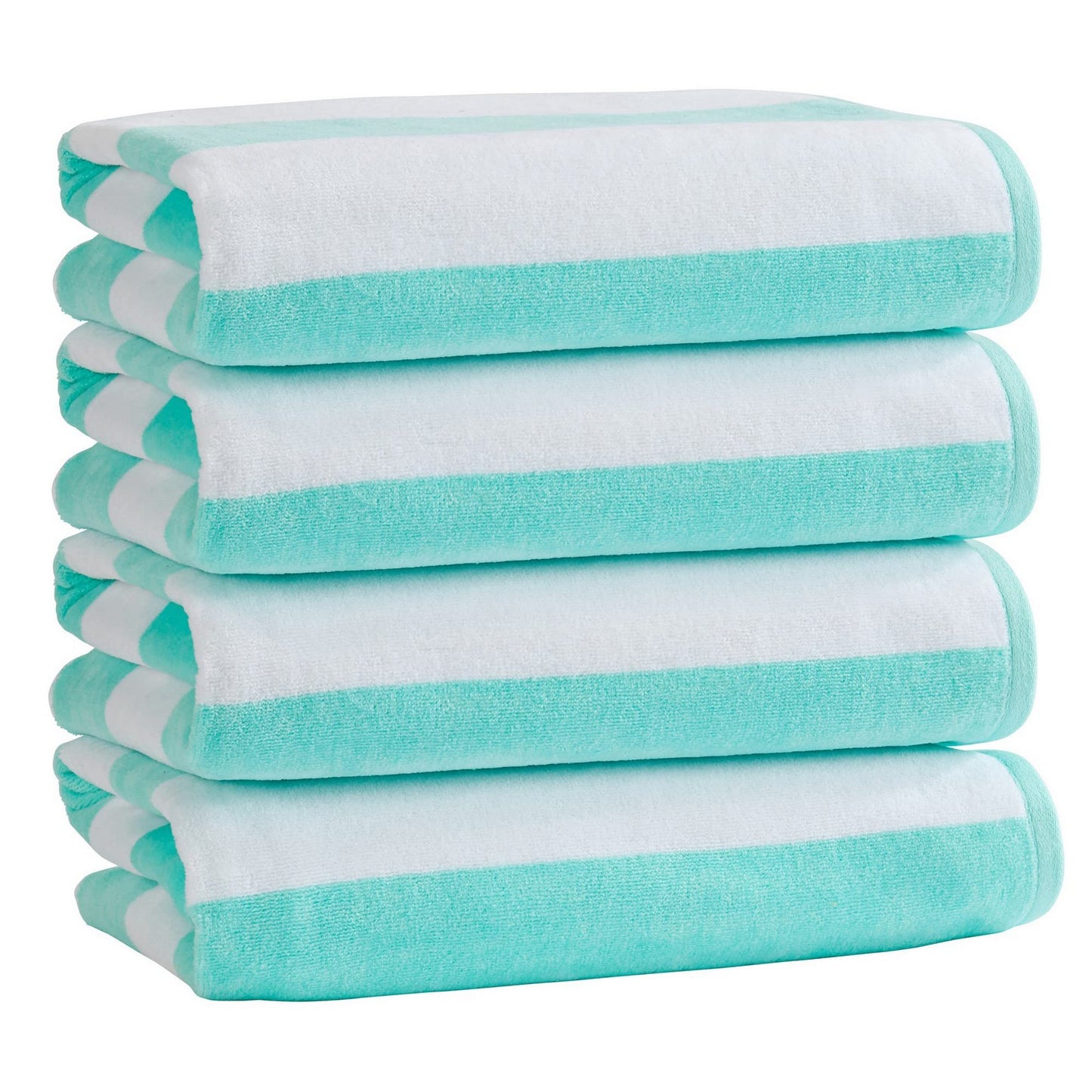 100% Cotton Velour Cabana Stripe Beach Towel Set 30" x 60" - Ultra Soft, Plush, & Highly Absorbent Towels for Pool, Beach, & Swimming. Marina Collection (4-Pack, Charcoal)