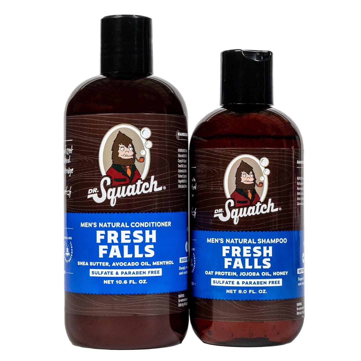 Dr. Squatch Natural Hair Bundle for Men - Healthy, Full Looking Hair - Fresh Falls Shampoo (8 fl oz), Fresh Falls Conditioner (11.5 fl oz)