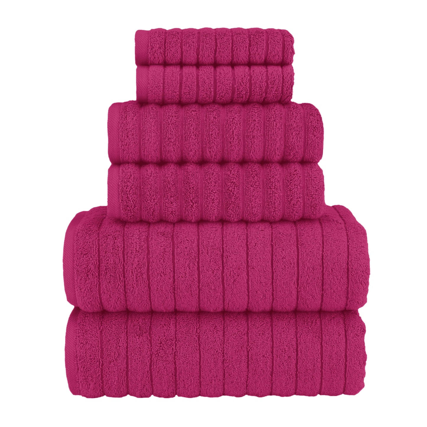 Elegant Comfort 100% Turkish Cotton Corduroy Ribbed Luxury Bath Towels 6-Piece Set, Premium Feel - Quick Dry, Highly Absorbent, Contains 2 Bath Towels, 2 Hand Towels, and 2 Washcloths, Coral