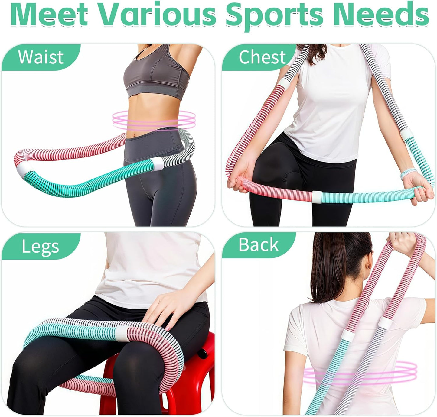 Infinity Weighted Hula Hoop for Adults – 3.3lb Foldable Fitness Hoop, Waist-Friendly Slimming Exercise Equipment, Portable & Silent for Home, Travel, Gym