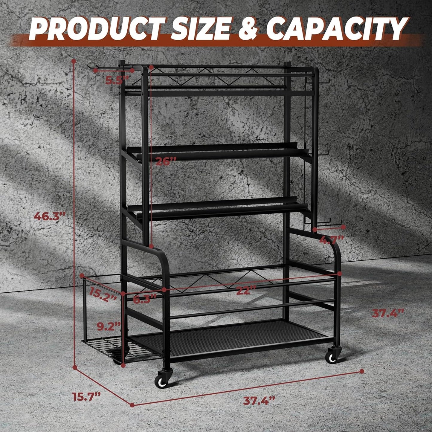 Dumbbell Rack Weight Stand - 4-Tier Adjustable Weight Rack for Dumbbells, Home Gym Storage Rack for Yoga Mat Foam Roller Kettlebells, Workout Equipment Storage Organizer With Wheels