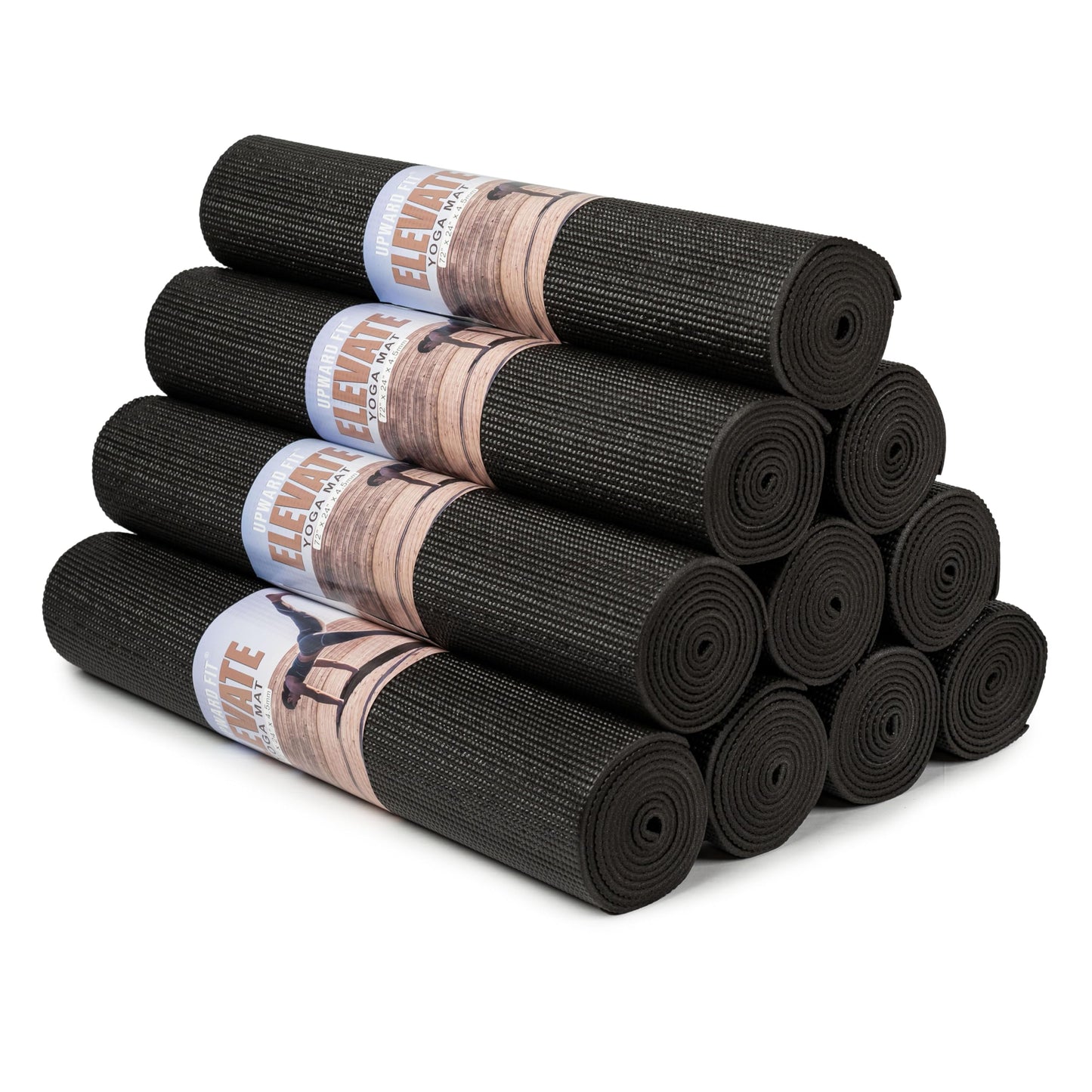 Elevate Yoga Mats, 10 Pack, 72" Long x 24" Wide, 4 mm Thick, Non-Slip and Easy to Clean Gym Mats for Schools and Studios