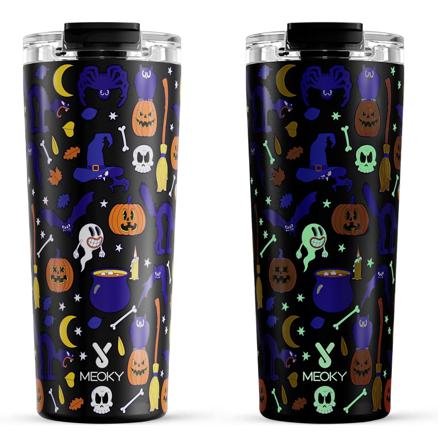 Meoky 24 oz Travel Coffee Mug with Leak-proof Lid, Stainless Steel Insulated Coffee Tumbler, Keeps Hot for 8 Hours or Cold for 24 Hours, Fits in Car Cup Holder (Night)