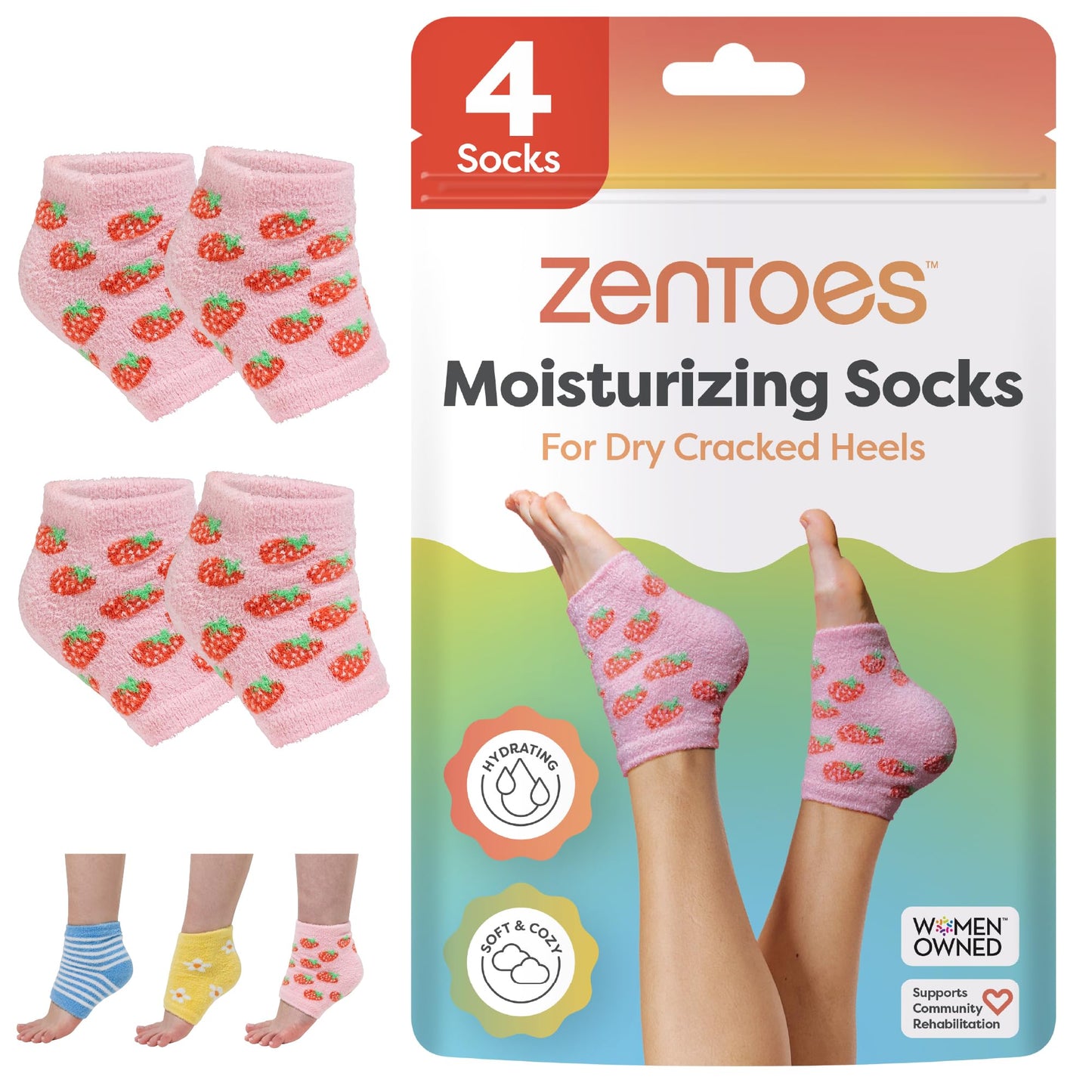 ZenToes Moisturizing Socks for Cracked Heel Treatment - Vitamin E, Olive Oil and Jojoba Oil Infused Heel Socks to Soften and Hydrate (Fuzzy Lilac Purple, Regular)