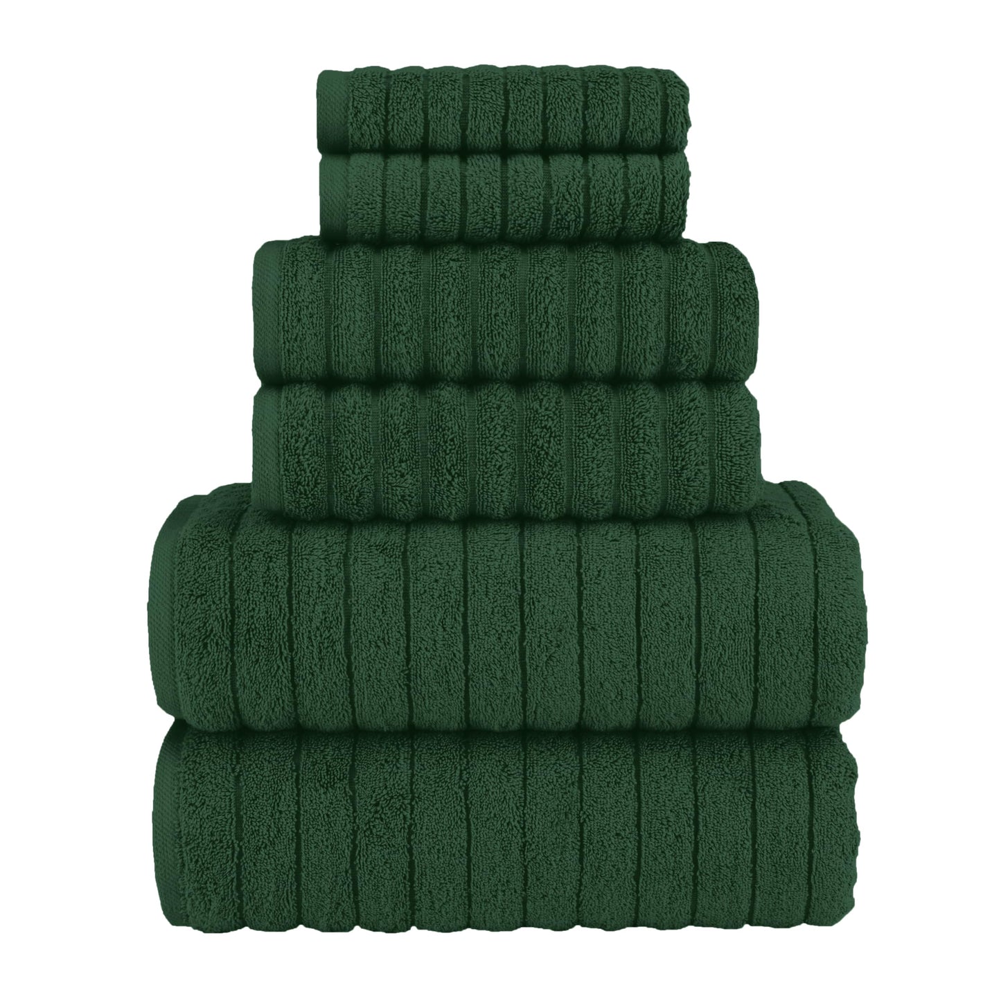 Elegant Comfort 100% Turkish Cotton Corduroy Ribbed Luxury Bath Towels 6-Piece Set, Premium Feel - Quick Dry, Highly Absorbent, Contains 2 Bath Towels, 2 Hand Towels, and 2 Washcloths, Coral