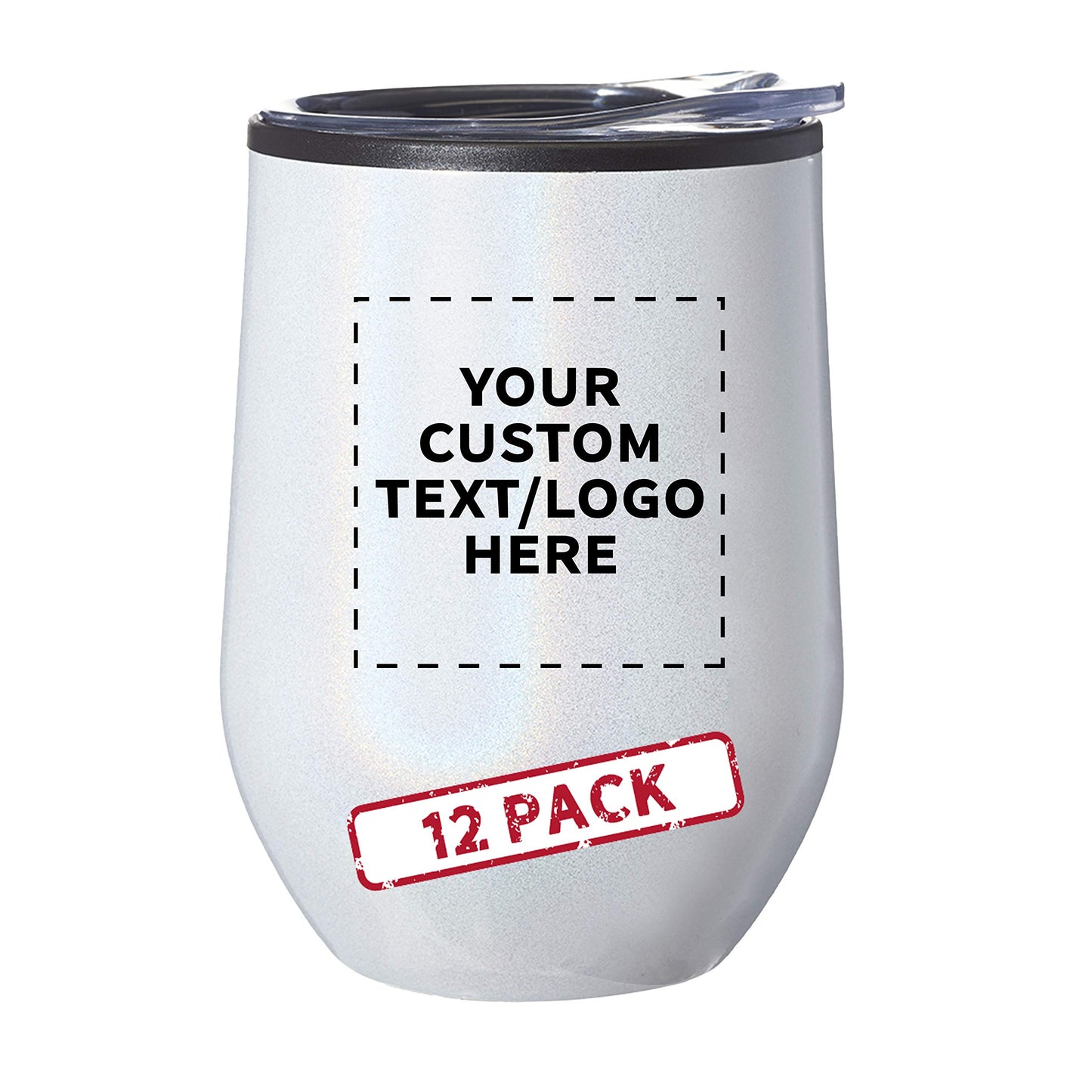 Custom Stemless Wine Tumblers 12 oz. Set of 6, Personalized Bulk Pack - Insulated, Perfect for Wine, Cocktails, Other Hot & Cold Beverages - Silver