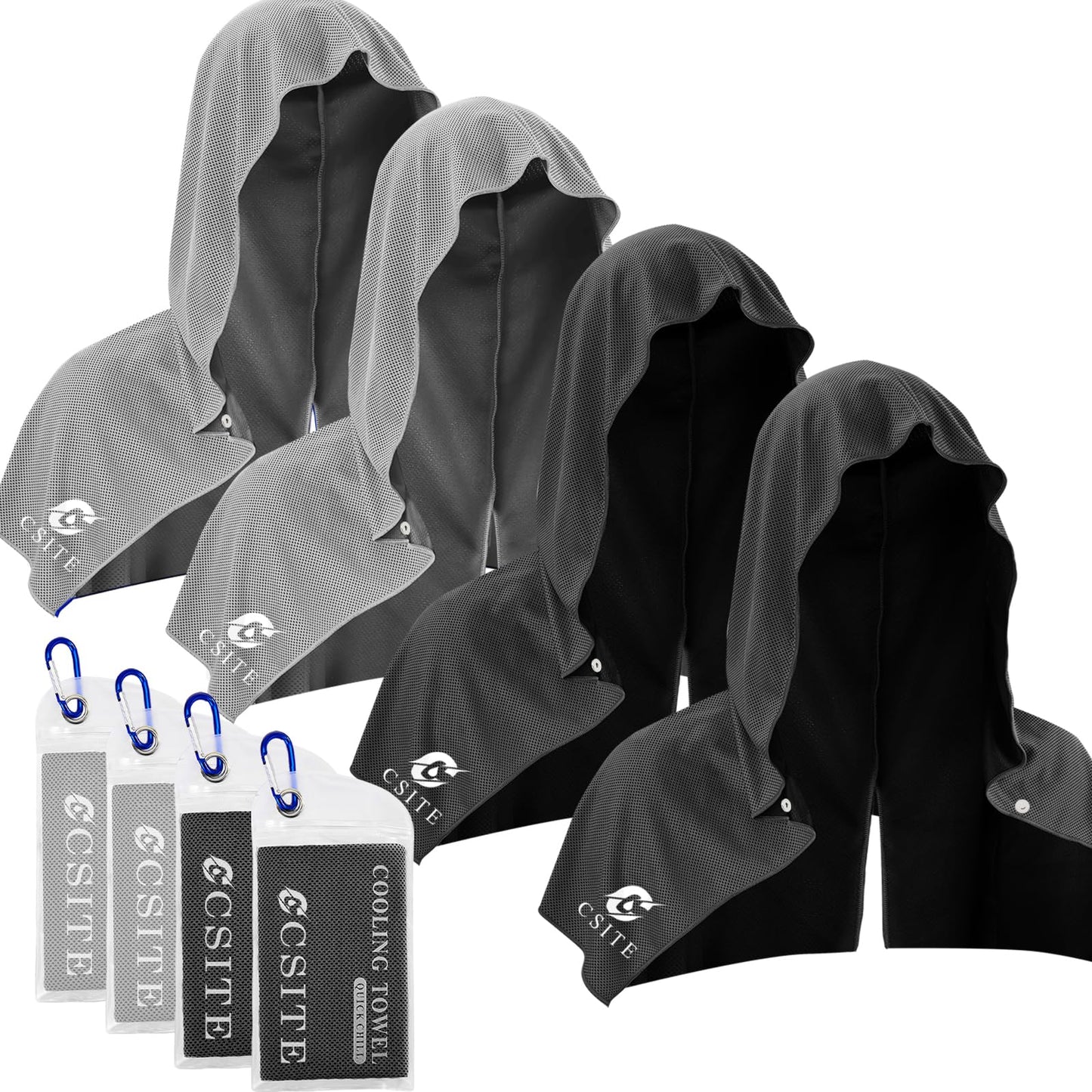 3 Pack Cooling Hoodie Towels for Neck and Face, UPF 50 Sun Protection & Instant Cooling, Ice Towels for Hot Weather, Soft Breathable Towel for Sport, Work Out, Gym, Camping & More Activities
