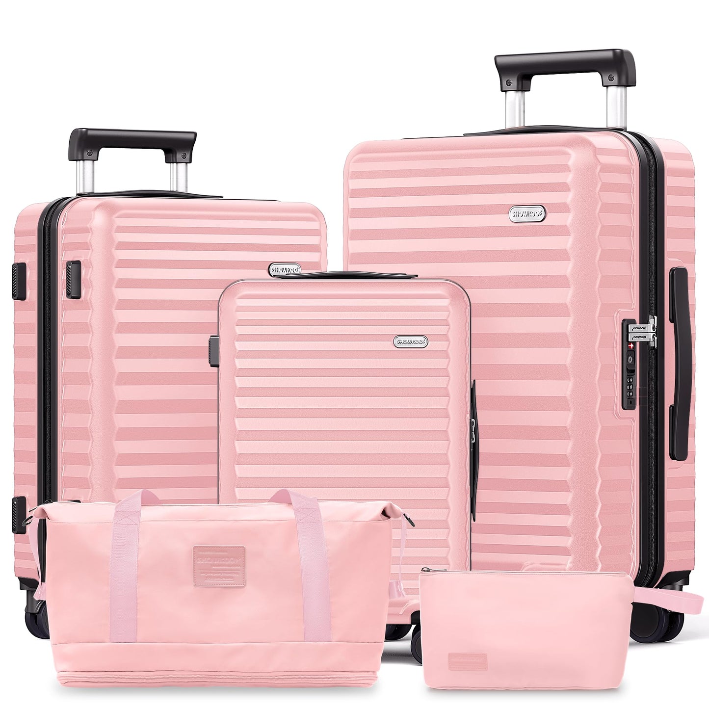 SHOWKOO Luggage Sets 3 Piece Hardside Expandable Suitcase with Double Spinner Wheels Tsa Lock Green (20in/24in/28in)