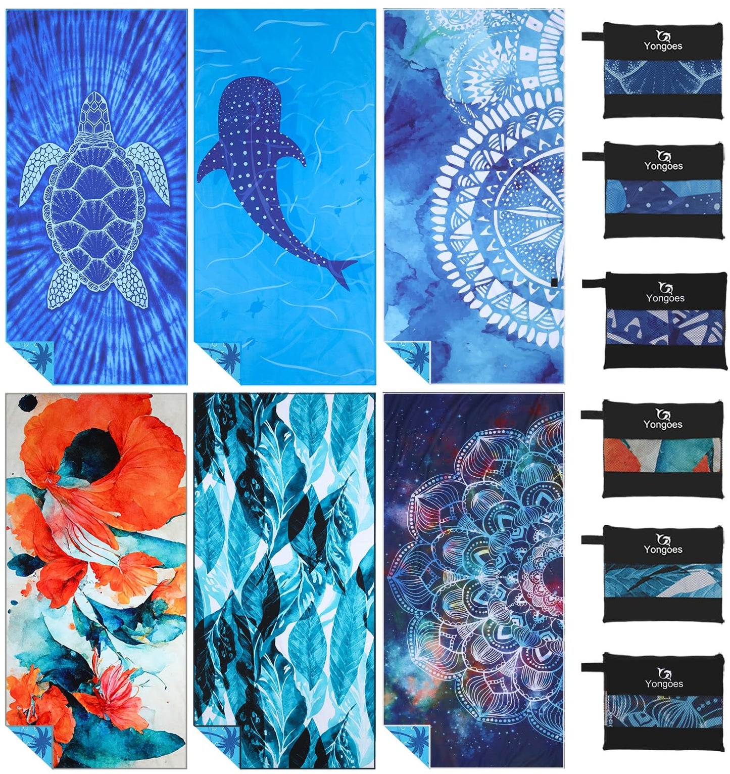 4 Pack Microfiber Lightweight Thin Beach Towel Sand Free Quick Dry Super Absorbent Large Towels for Swimming Pool Yoga Gym Travel Vacation Beach Accessories Essentials for Adults
