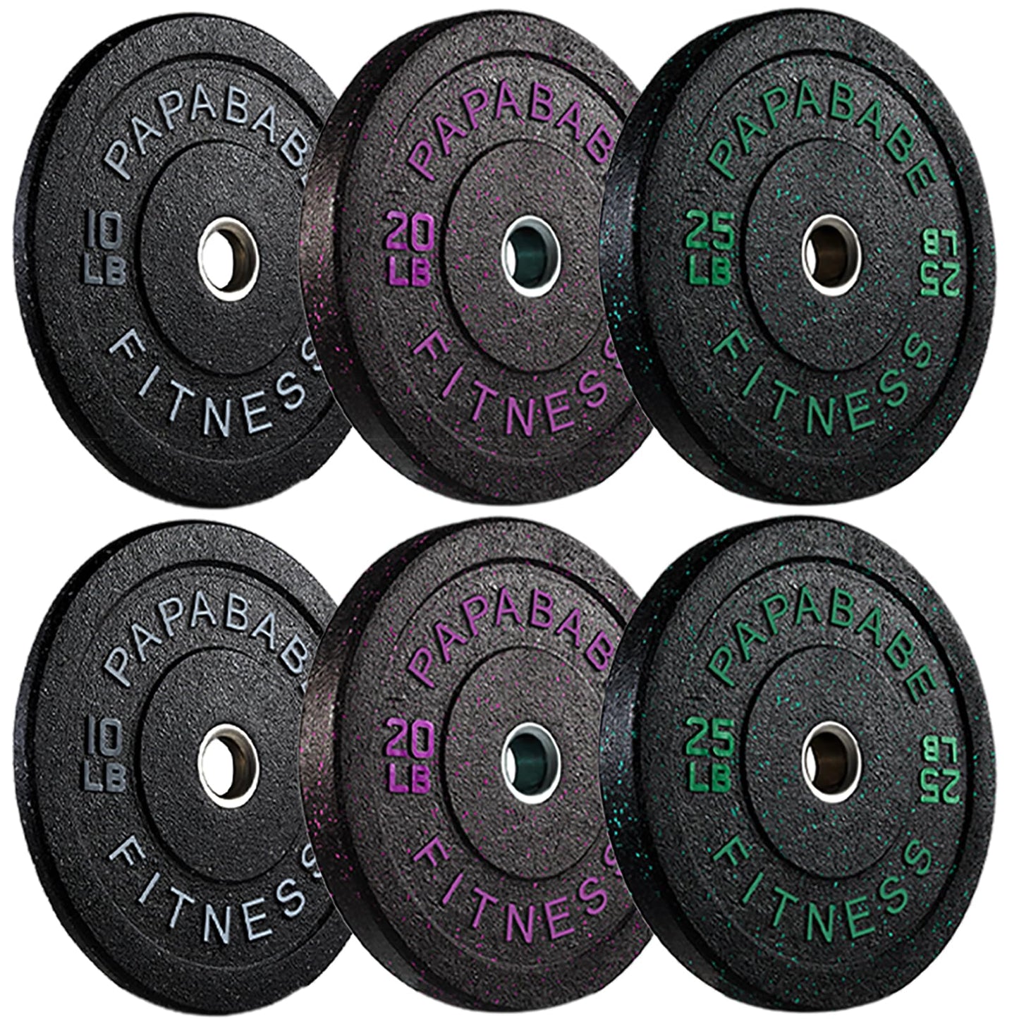 Papababe Weight Plates, 2-Inch Weights Plates Set, Floor Protective Rubber Weight Plates, 10-600lbs Bumper Plates for Barbell Strength Training & Weightlifting (Single/Pair/Full Set)