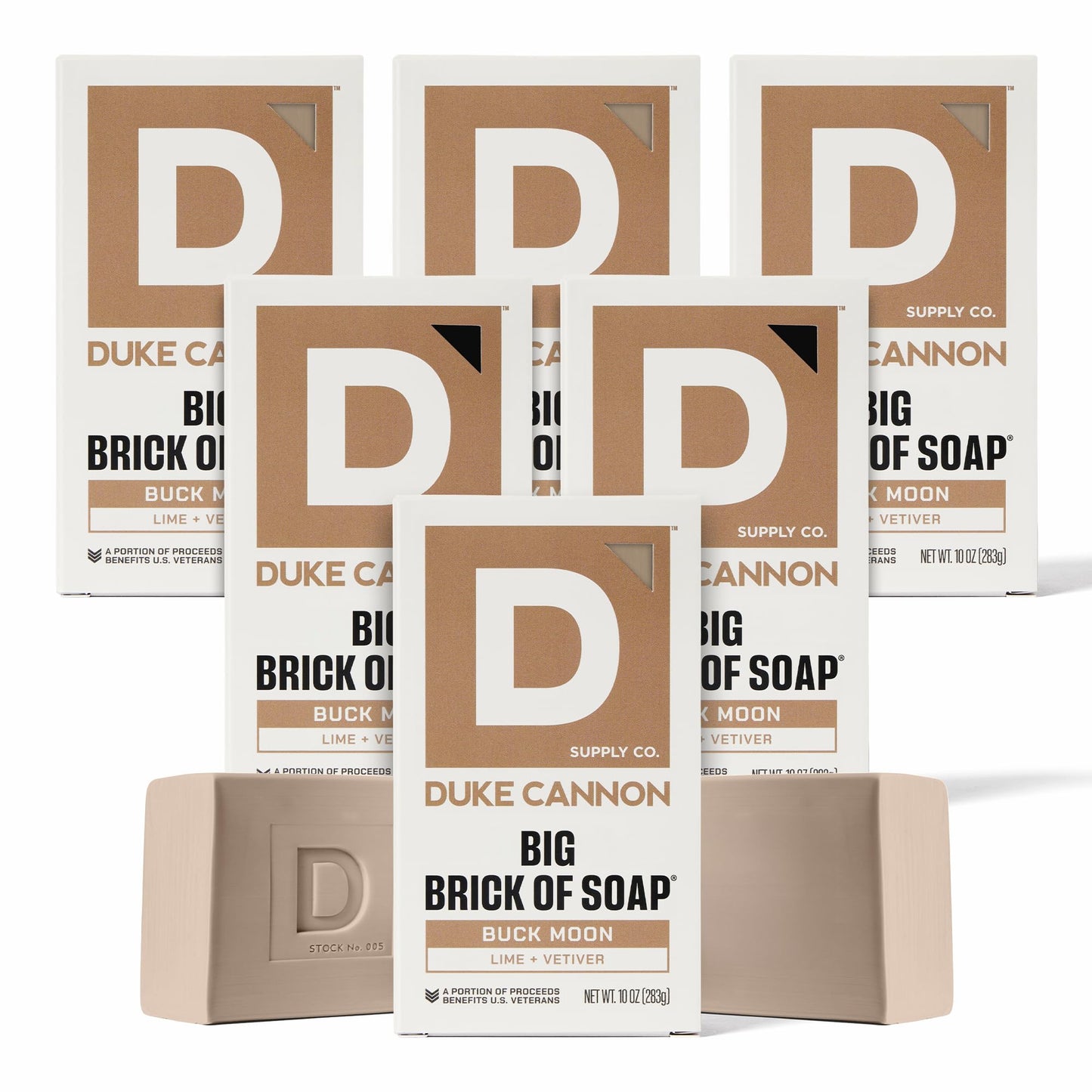 Duke Cannon Supply Co. Big Brick of Soap Bar for Men, LEAF & LEATHER - Extra Large, Masculine Scents, All Skin Types, Paraben-Free, 10 oz (Pack of 6)