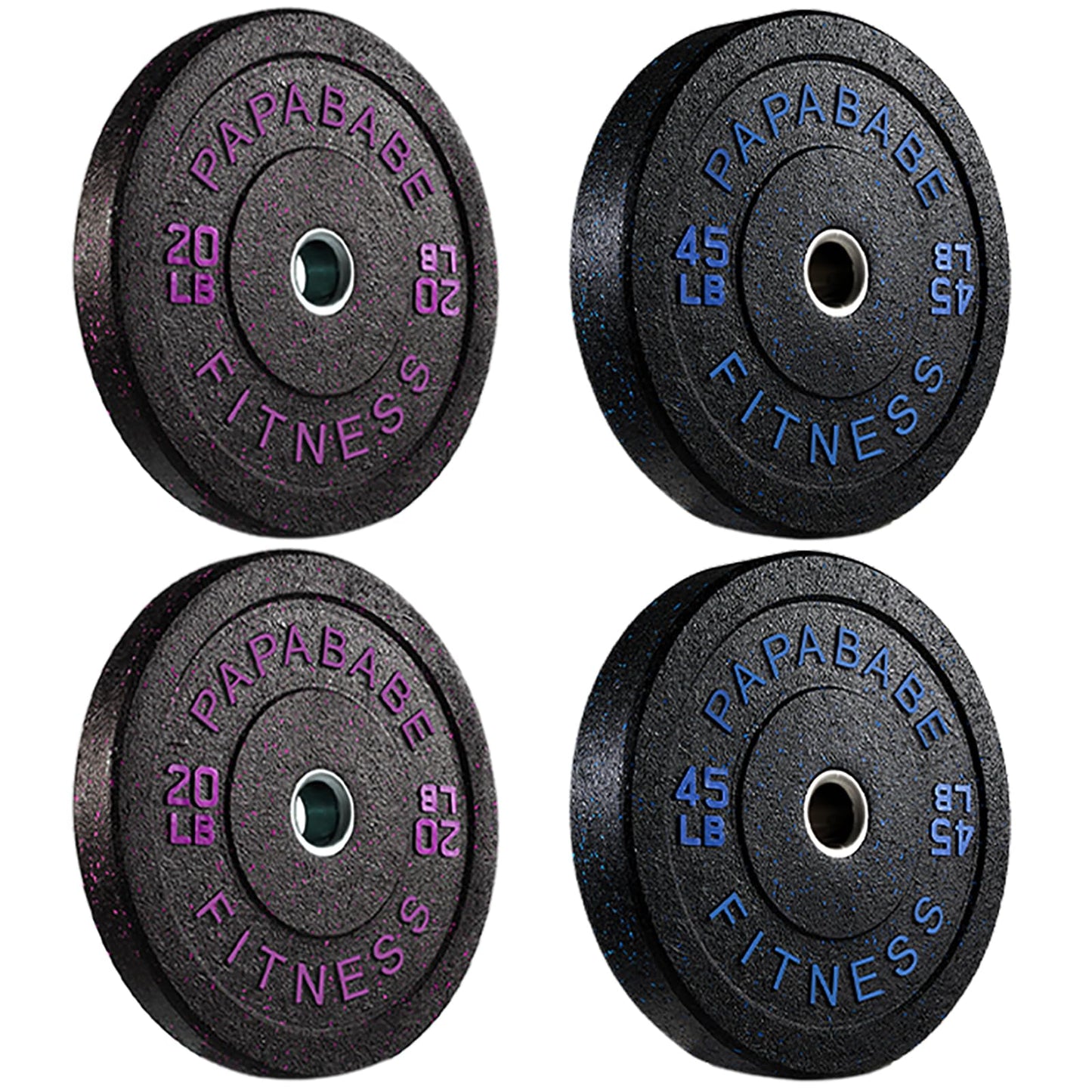 Papababe Weight Plates, 2-Inch Weights Plates Set, Floor Protective Rubber Weight Plates, 10-600lbs Bumper Plates for Barbell Strength Training & Weightlifting (Single/Pair/Full Set)