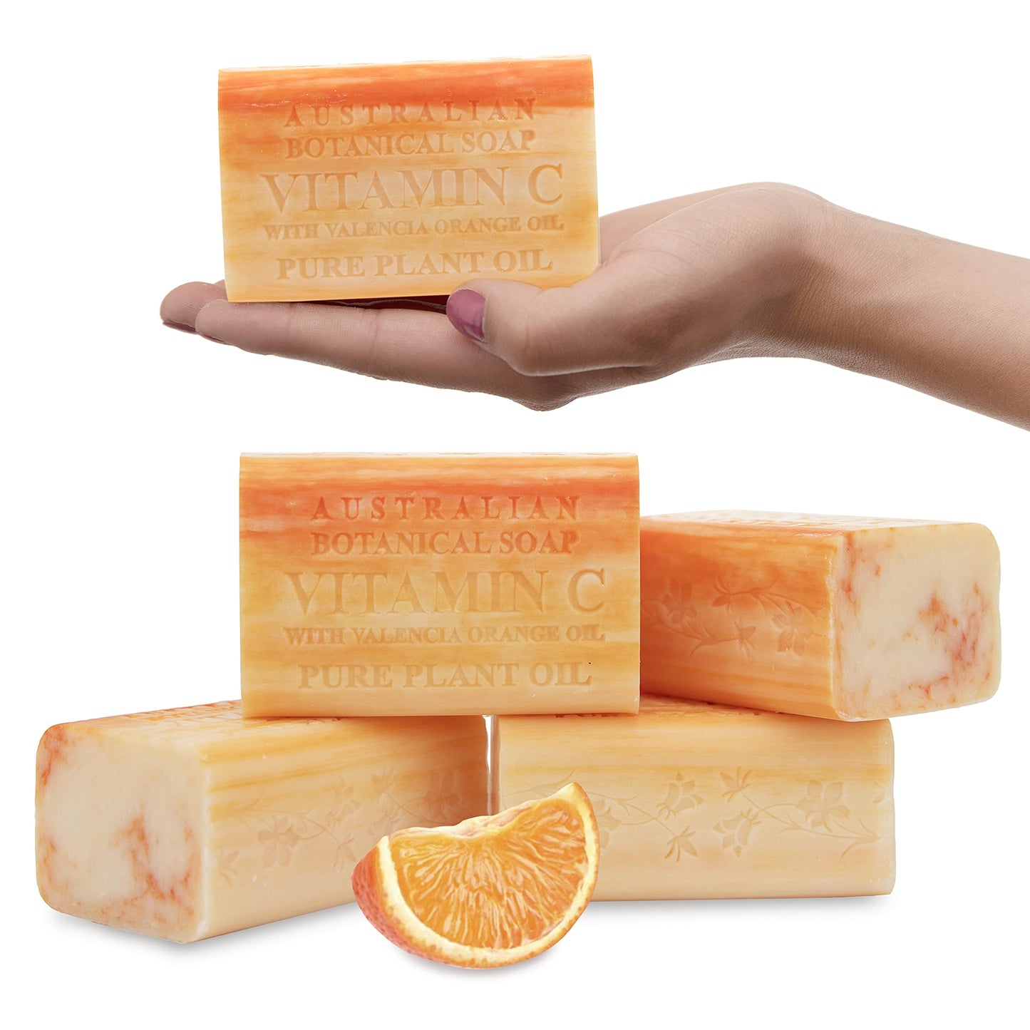 Australian Botanical Soap, Sea Salt, Lemongrass, Pink Lychee, Valencia Orange 6.6 OZ, Luxury Soap Bars Enriched with Shea Butter, Vegan Friendly Assorted Pack of 4