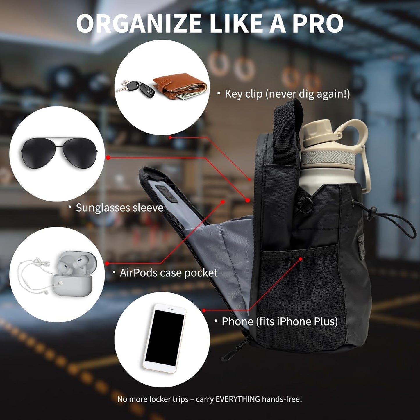 Super Strong Magnetic Gym Bag, Magnetic Water Bottle Bag for Men and Women, Heavy-Duty Load Capacity, Compatible with Various Water Bottles, Waterproof Material, Perfect for Workouts.