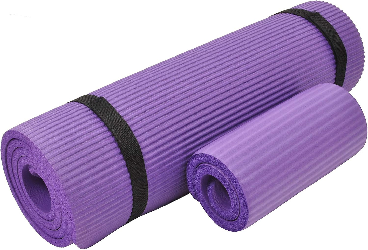 All Purpose 1/2-Inch Extra Thick High Density Anti-Tear Exercise Yoga Mat and Knee Pad with Carrying Strap, Multiple Colors