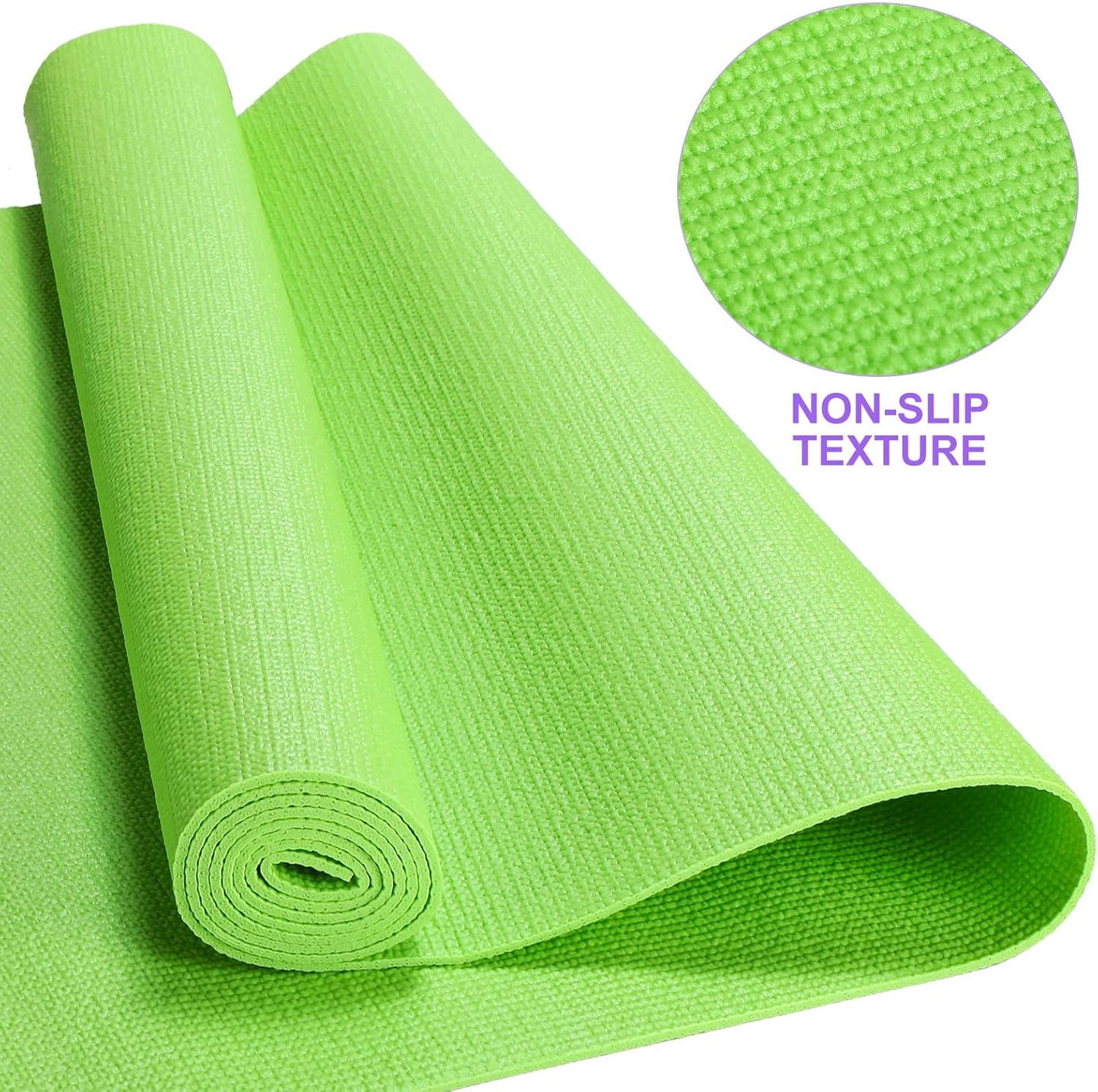 24 Pcs 3 mm Thick Yoga Mat Bulk, 68.11 x 24.02 Inches Exercise Workout Non Slip Fitness Pad for Women Kids Gym Home Yoga Pilates, Reliable Sturdy Material and Easy to Clean