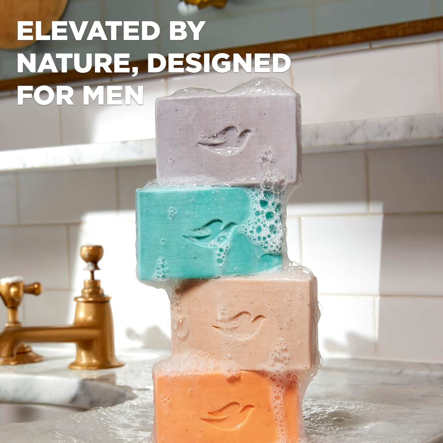 DOVE MEN + CARE Cleansing Bar Soap Sandalwood + Cardamom Oil 4 Bars to Rebuild Skin in the Shower