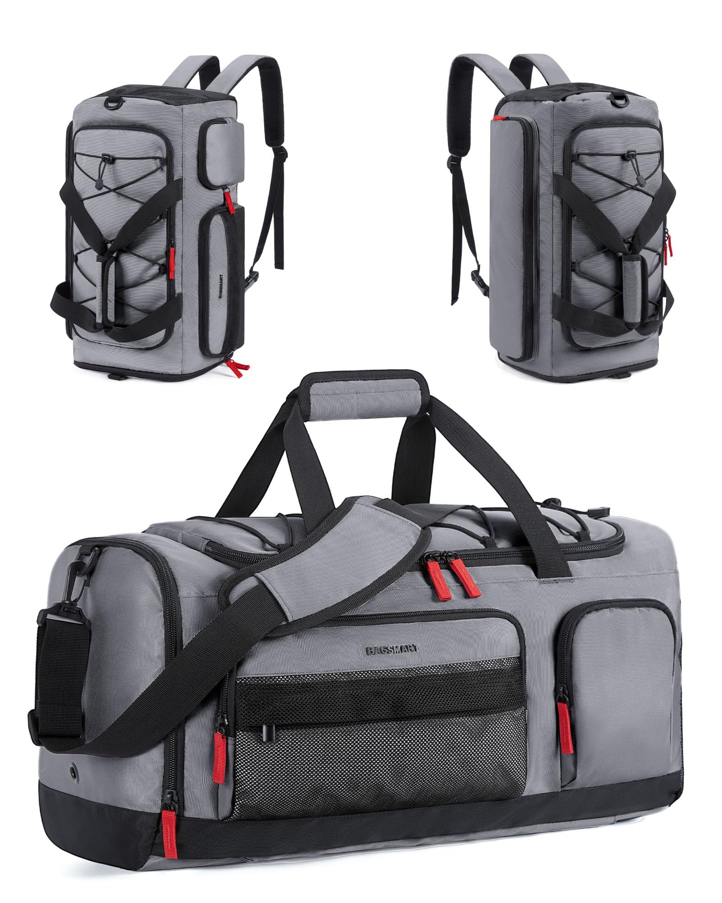 BAGSMART Gym Bag for Women & Men, 35L Sports Travel Duffel Bag with Shoe Compartment,Anti-Theft Carry On Weekender Bag for Airplane, Water Resistant Workout Overnight Backpack for Travel Gym,Grey