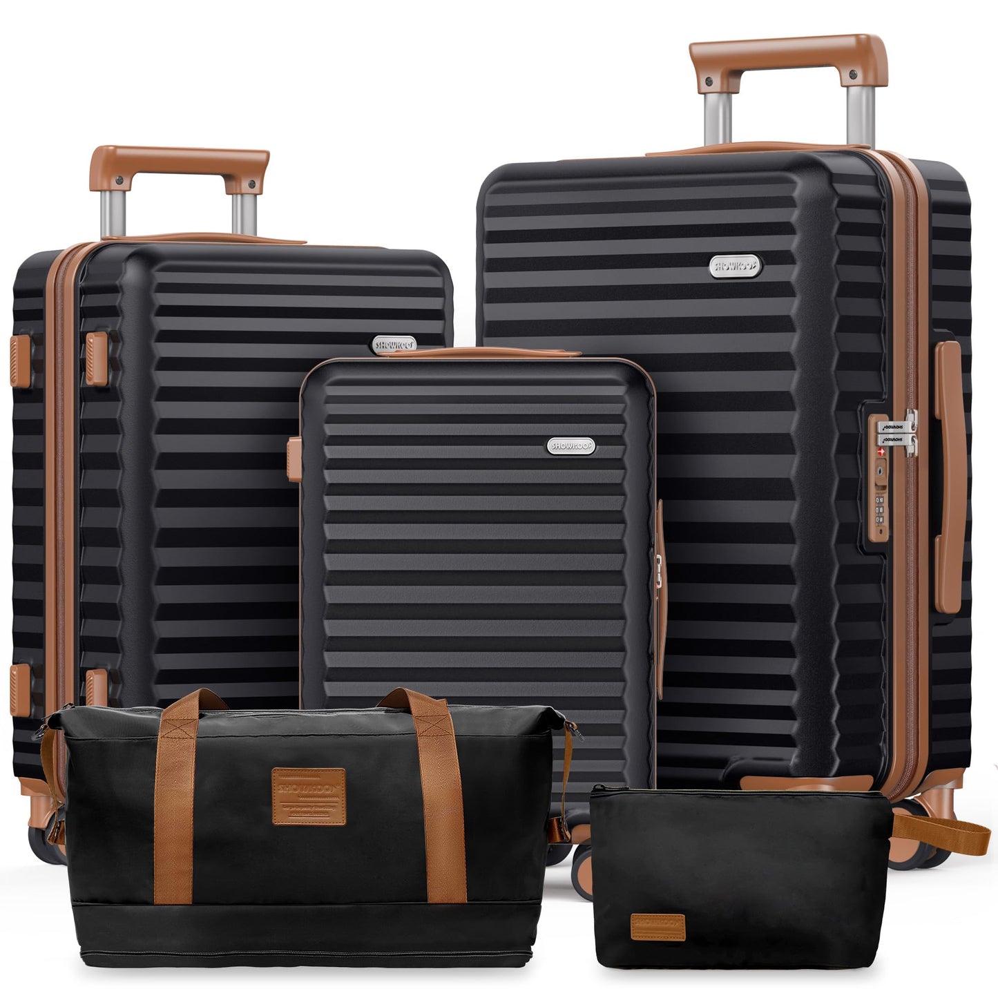 SHOWKOO Luggage Sets 3 Piece Hardside Expandable Suitcase with Double Spinner Wheels Tsa Lock Green (20in/24in/28in)