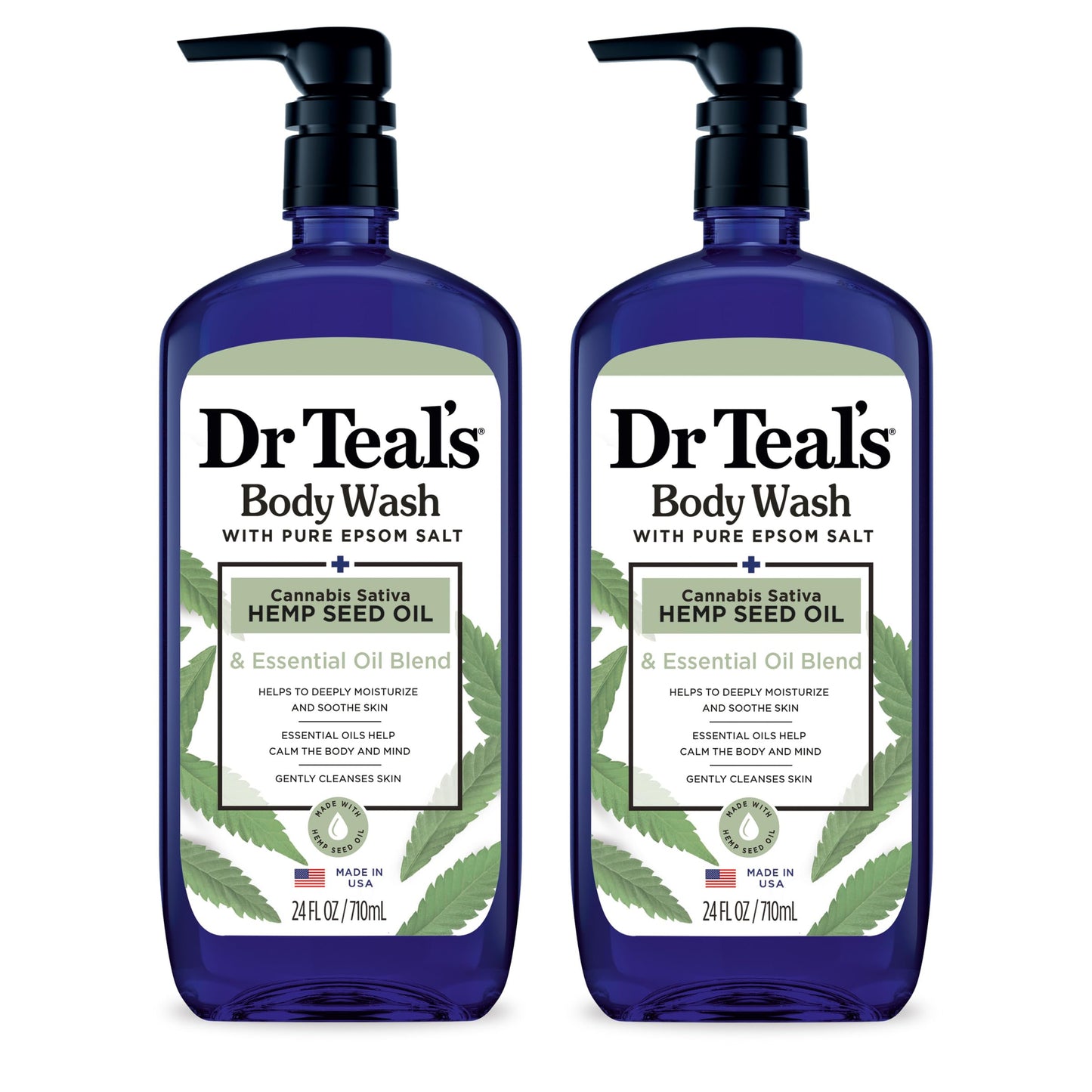 Dr Teal's Body Wash with Pure Epsom Salt, Glow & Radiance with Vitamin C & Citrus Essential Oils, 24oz (Pack of 2)
