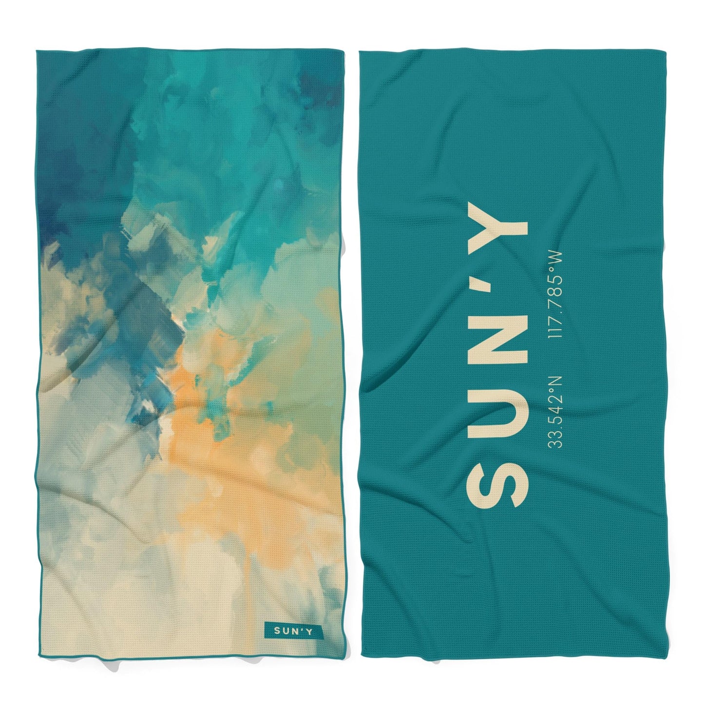 SUN'Y Waffle Microfiber Beach Towel – Sand Free, Quick Dry, Ultra Absorbent, Lightweight & Compact Travel Towel with Carry Bag - Large (63” x 31.5”), Boho