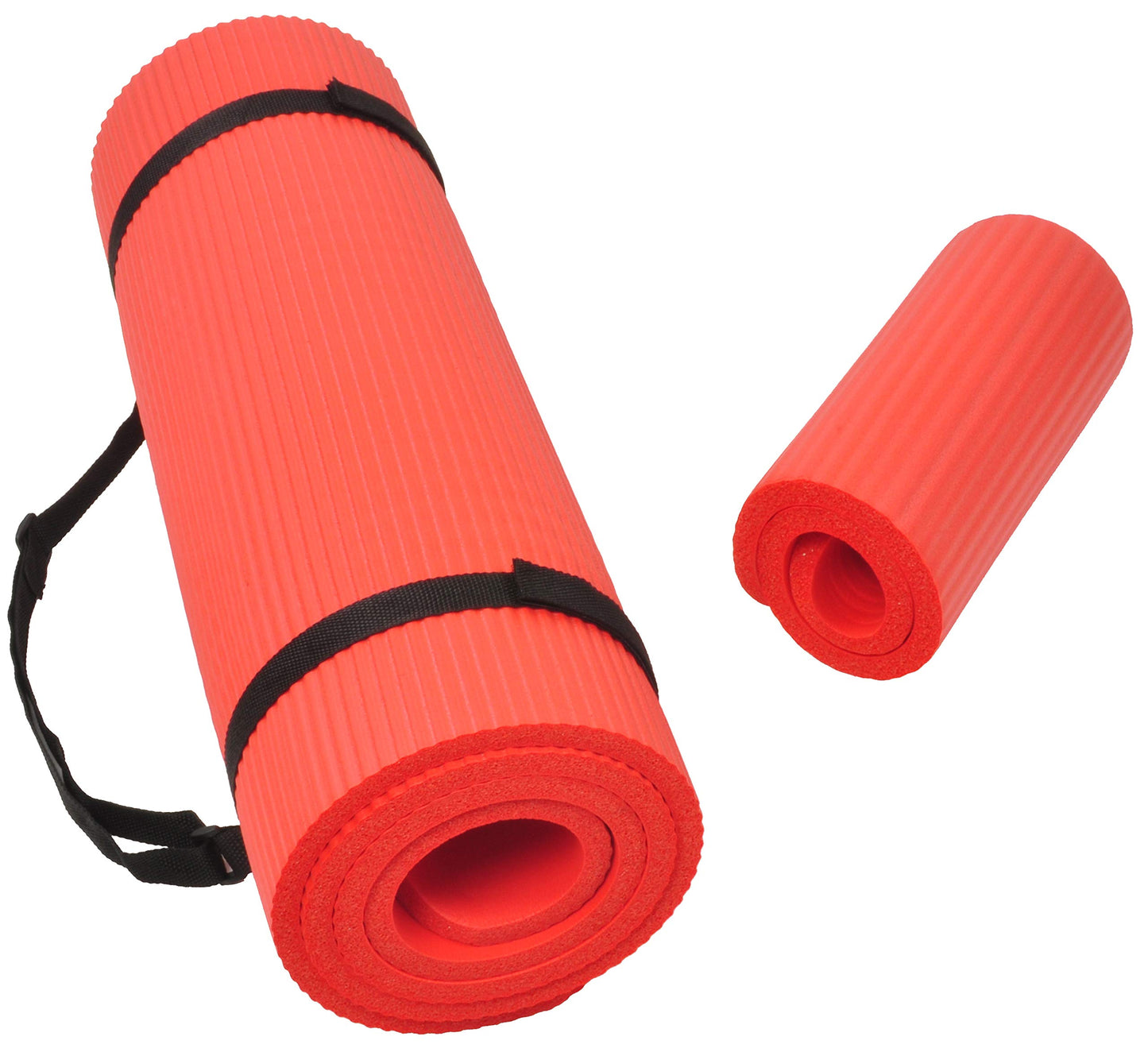 All Purpose 1/2-Inch Extra Thick High Density Anti-Tear Exercise Yoga Mat and Knee Pad with Carrying Strap, Multiple Colors