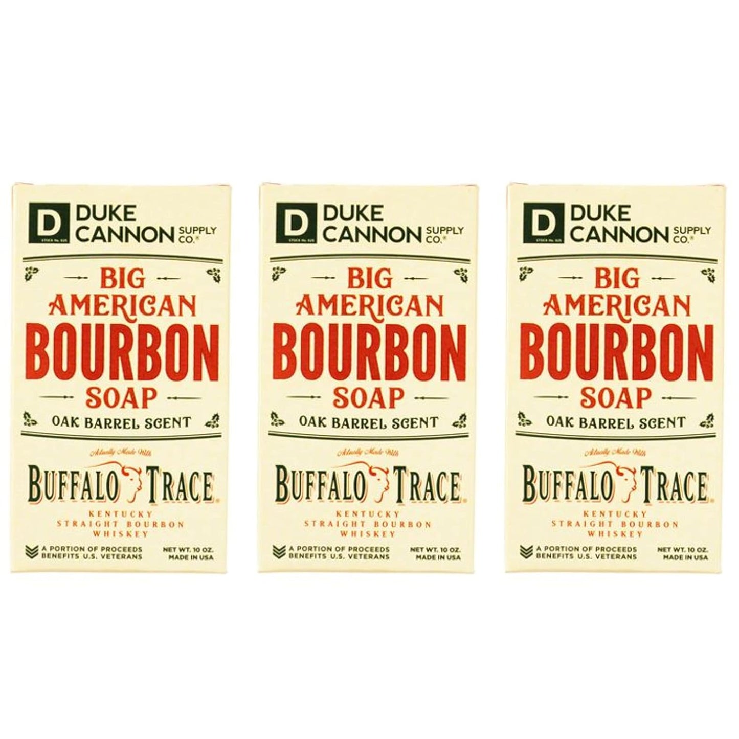 Duke Cannon Supply Co. Big Ass Brick of Soap Bar for Men Special Holiday Edition Big American Bourbon Made w/ Buffalo Trace (Charred Oak Barrel Scent) Multi-Pack - Superior Grade, 10 oz (3 Pack)
