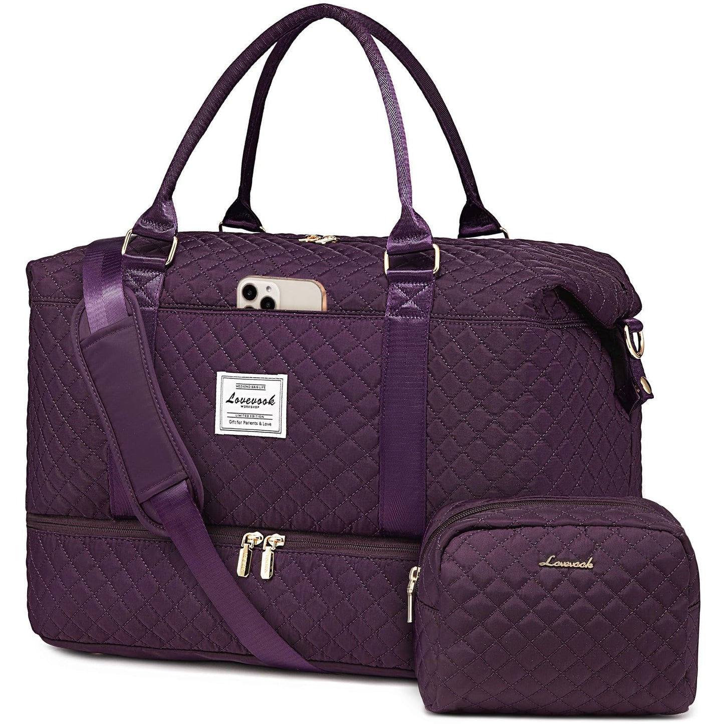 LOVEVOOK Travel Duffle Bag,Weekender Bags for Women with Shoe Compartment,Carry on Overnight Bag with Toiletry Bag,Gym Duffel Bag with Wet Pocket, Hospital Bags for Labor and Delivery