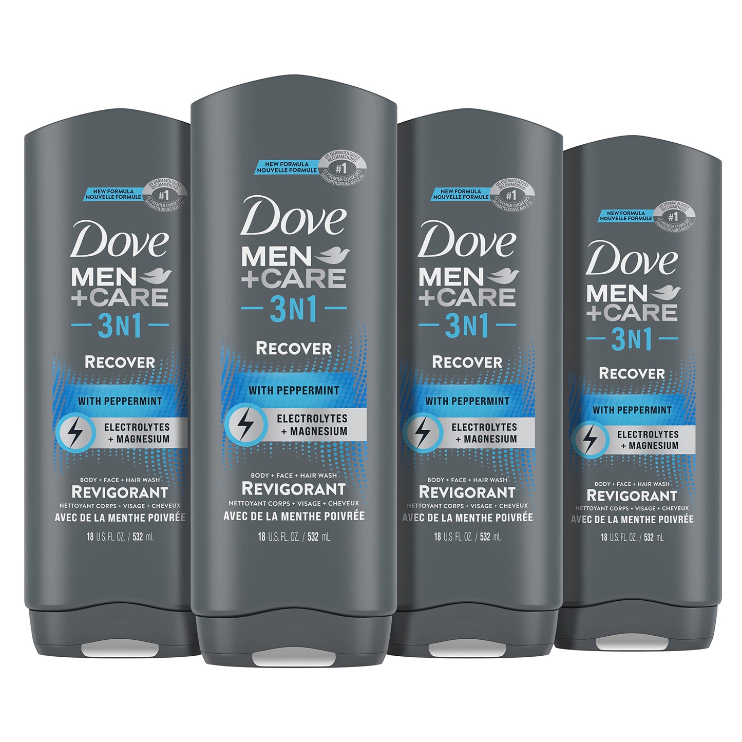 DOVE MEN + CARE Midnight Classico Body and Face Wash 4 Count for Calm, Replenished & Hydrated Skin